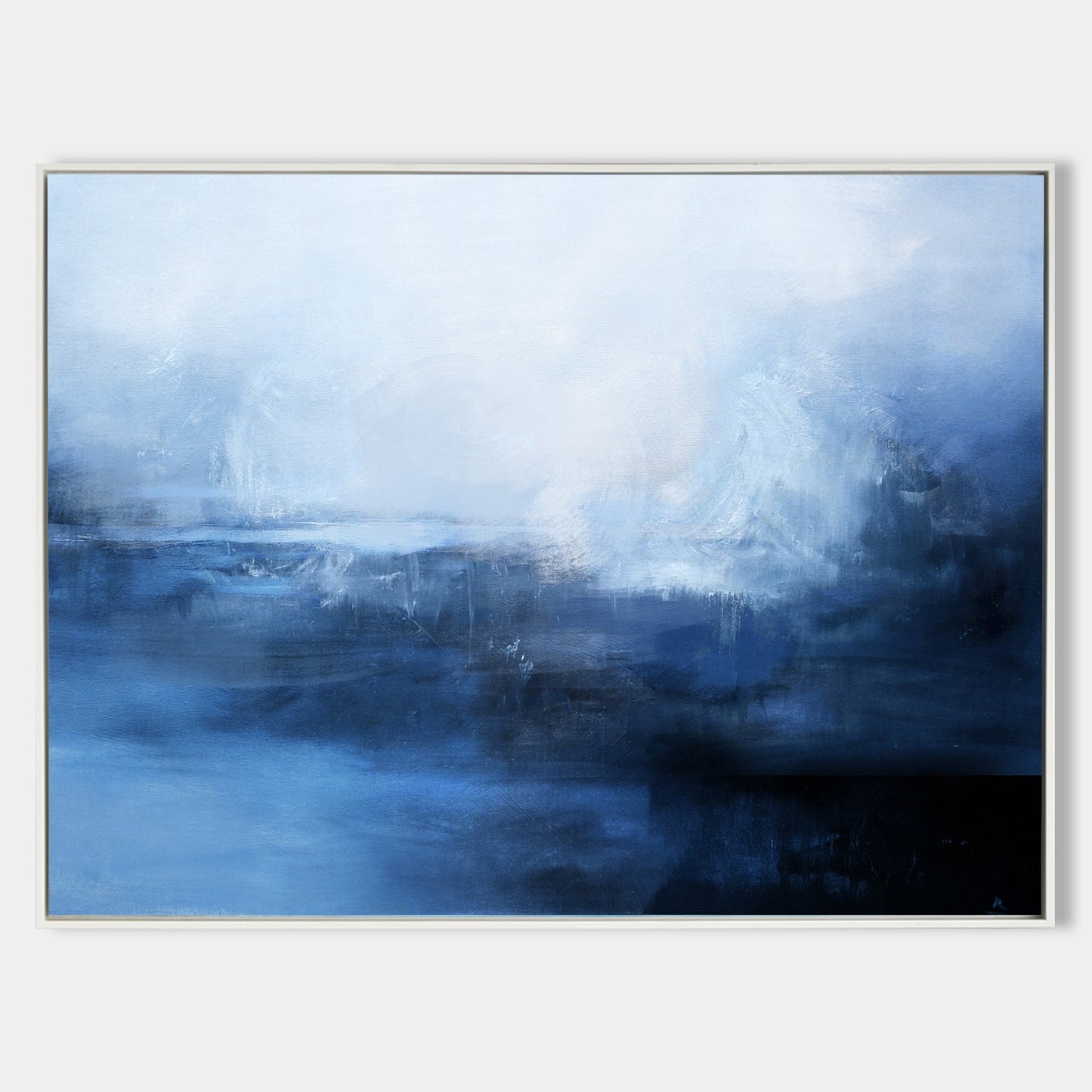 Serene Blue Ocean Abstract Landscape Oil Painting for Elegant Home Decor