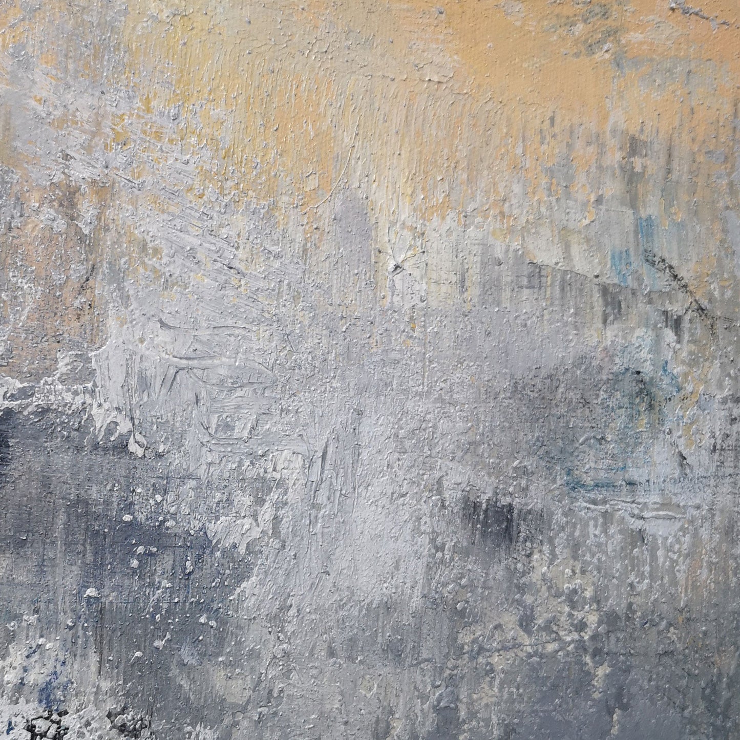 Contemporary Grey and Yellow Abstract Oil Painting for Modern Home Decor