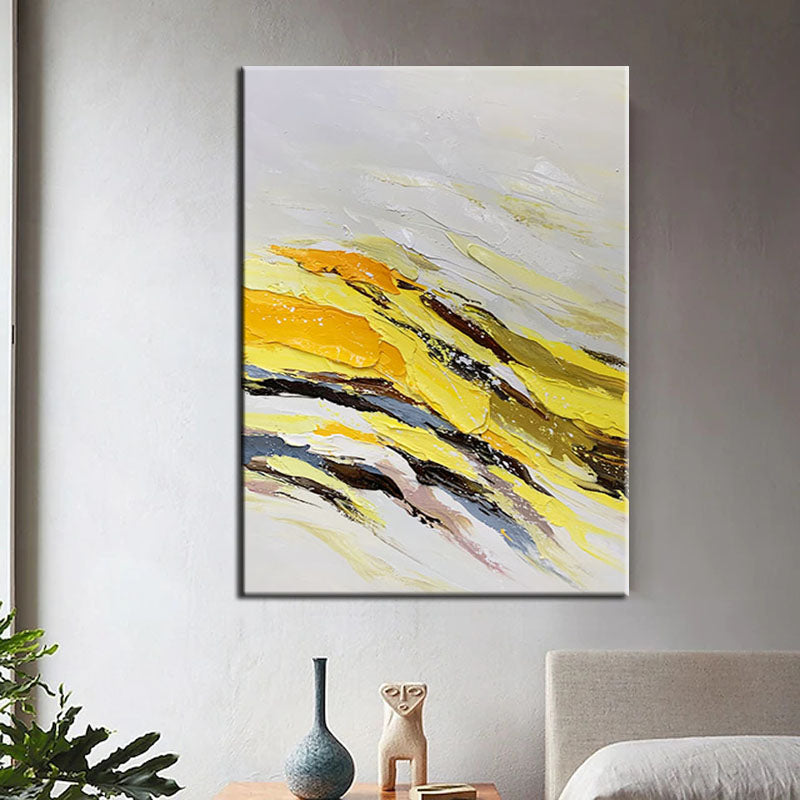 Abstract Yellow and Black Tiger-Inspired Oil Painting for Modern Art Lovers