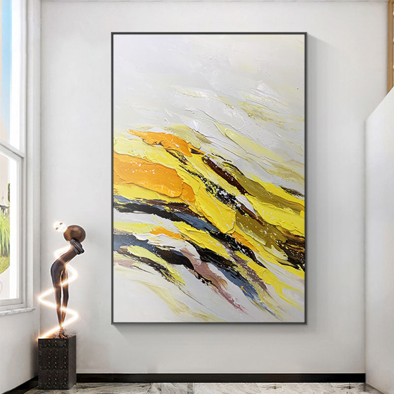 Abstract Yellow and Black Tiger-Inspired Oil Painting for Modern Art Lovers