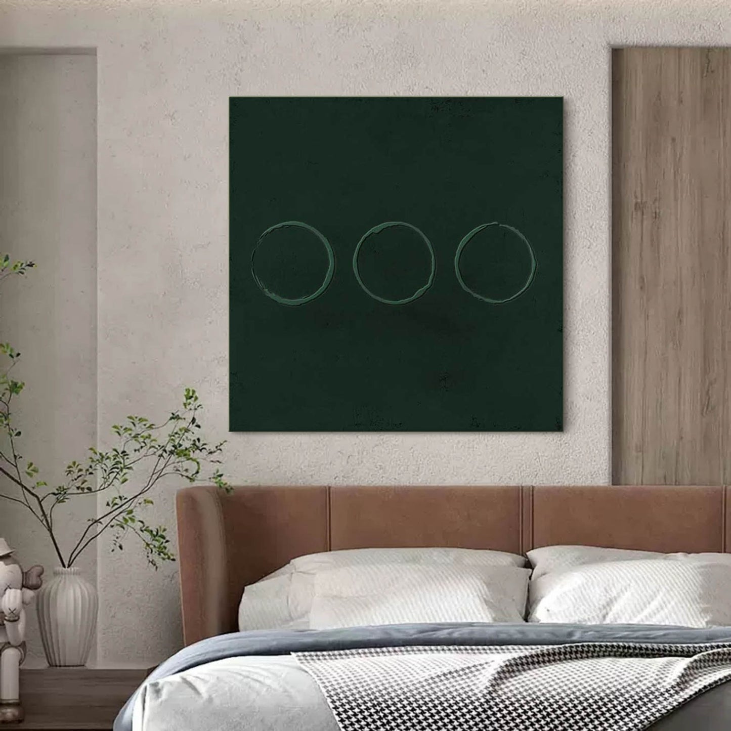 Minimalist Green Abstract Oil Painting for Modern Home Decor
