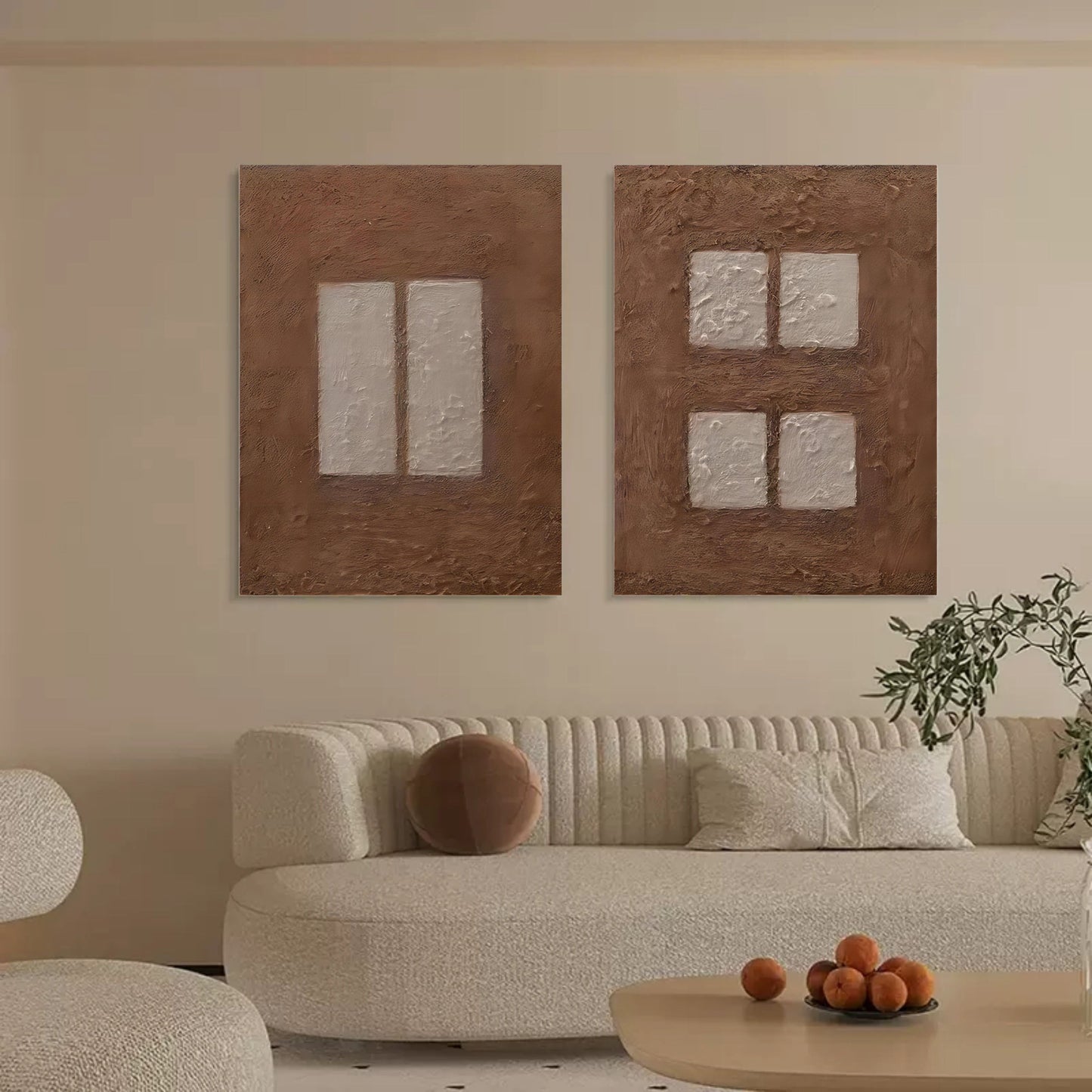 Contemporary Abstract Oil Painting Duo for Modern Home Décor