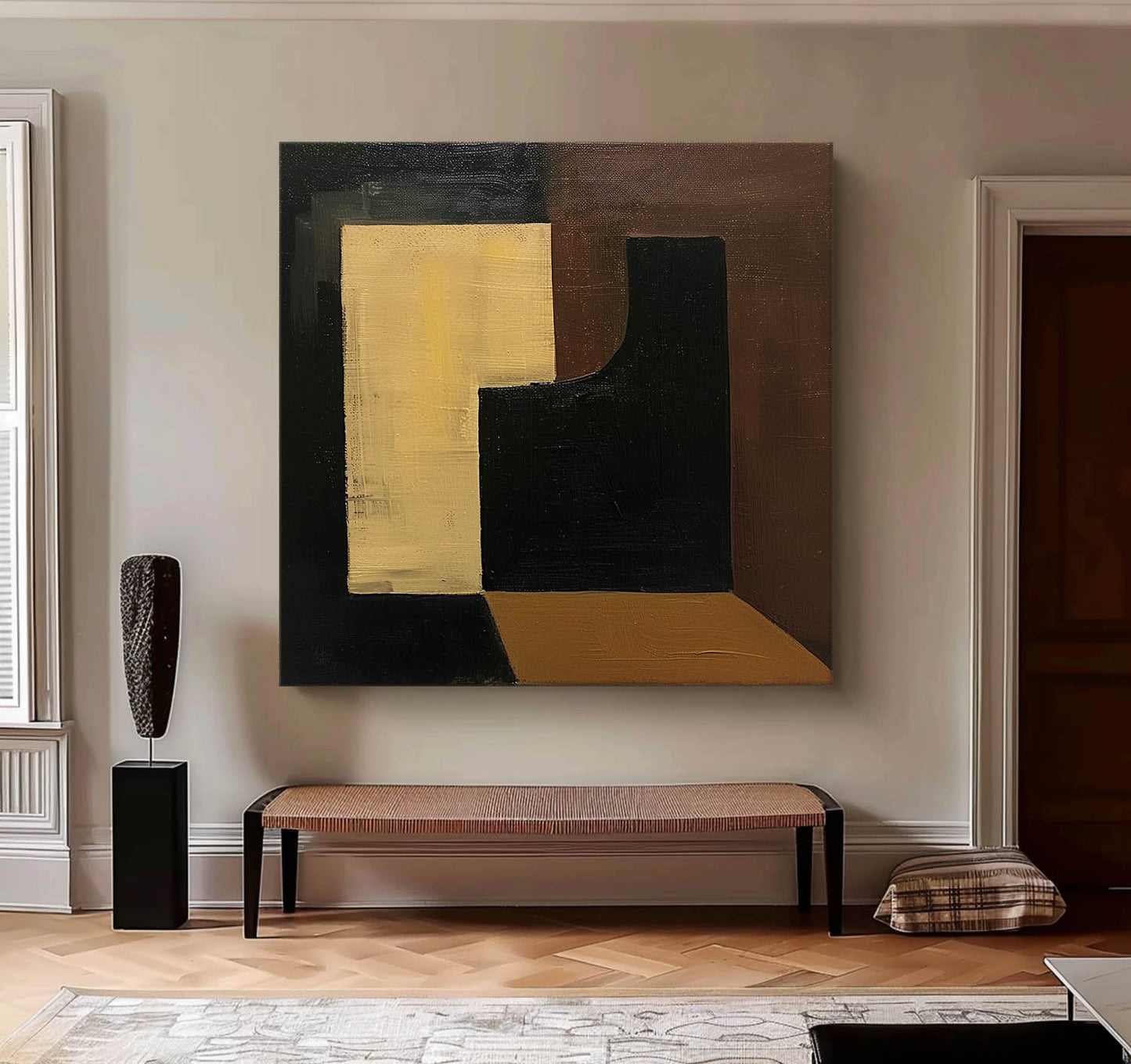 Modern Abstract Geometric Oil Painting for Contemporary Home Decor