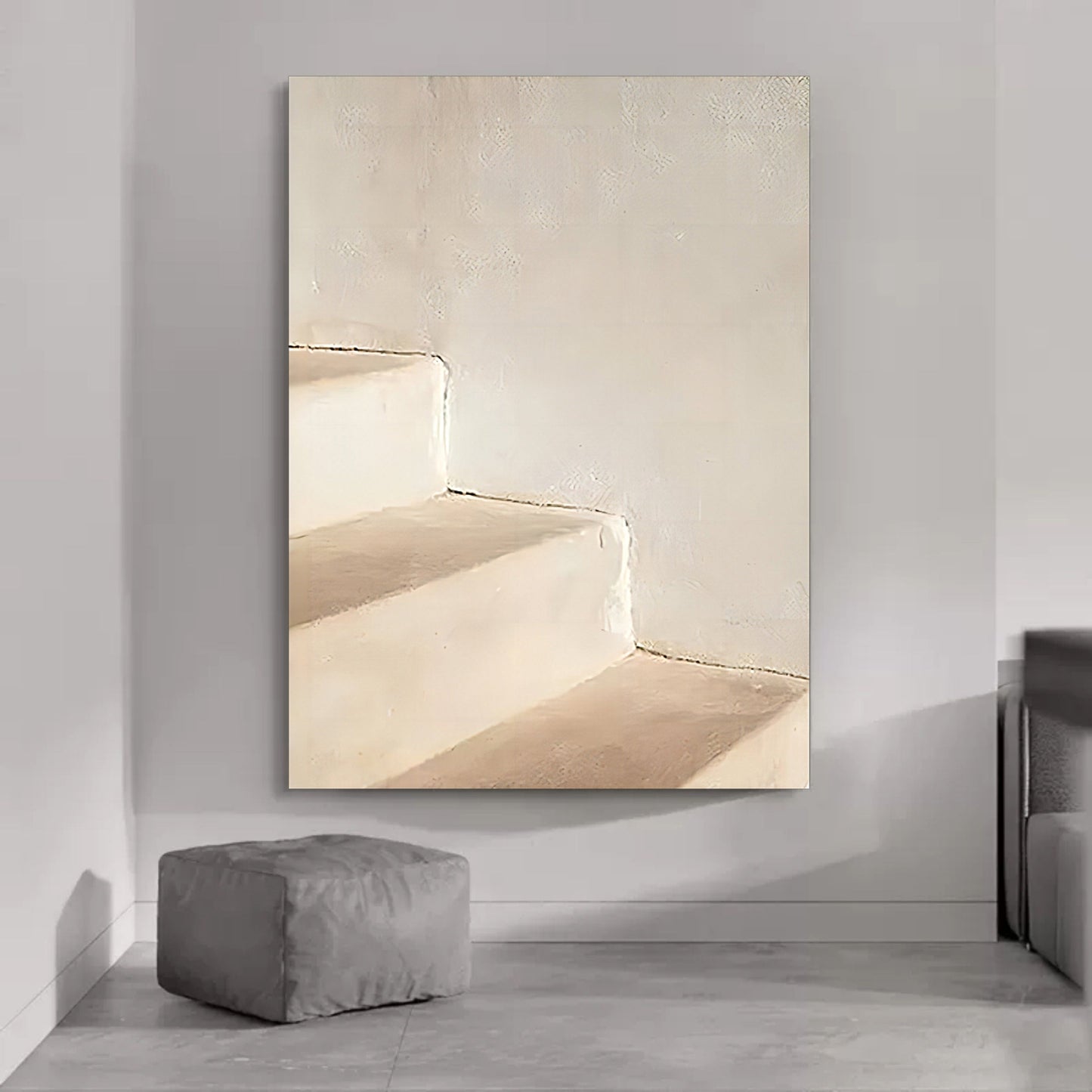 Minimalist Oil Painting of Serene Steps for Elegant Home Decor