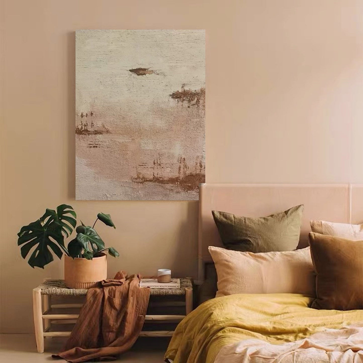 Serene Minimalist Landscape Oil Painting for Tranquil Home Decor