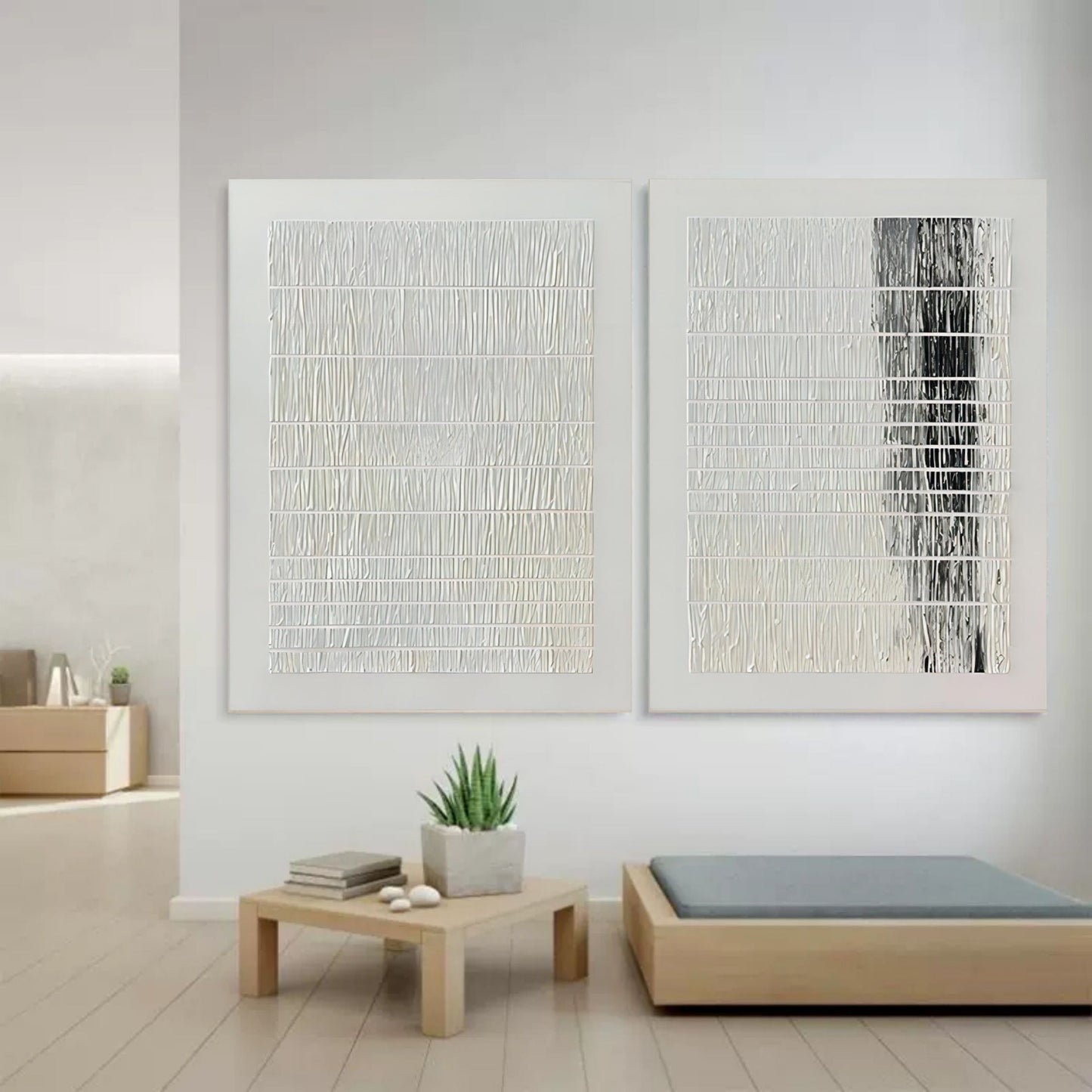 Contemporary Abstract Oil Painting Duo for Modern Home Decor