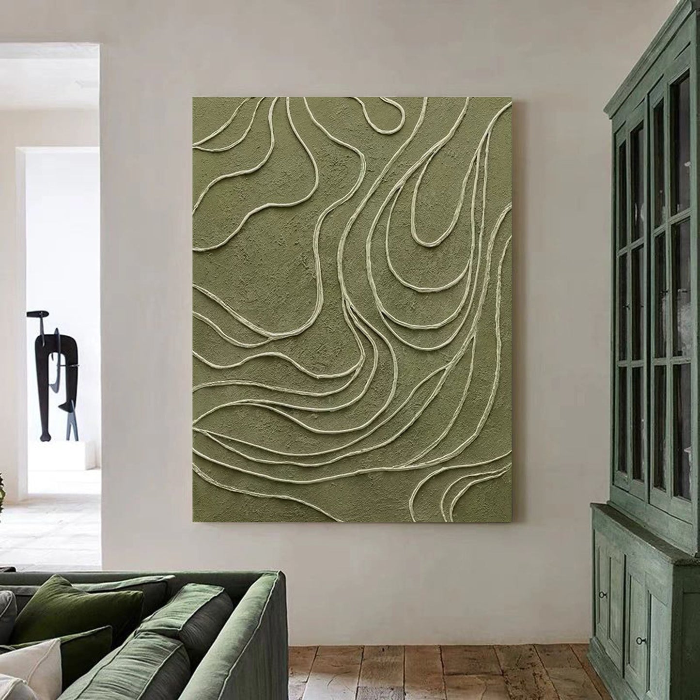 Contemporary Minimalist Line Art Oil Painting for Modern Home Decor
