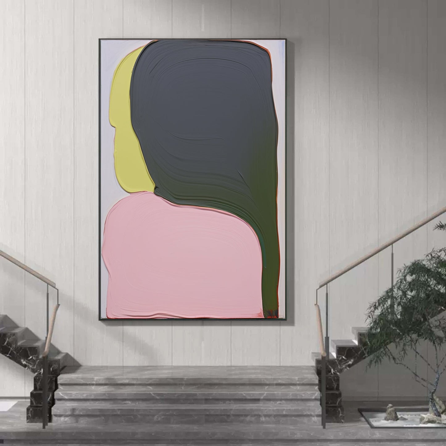 Abstract Colorful Oil Painting of Stylized Portrait with Bold Brushstrokes