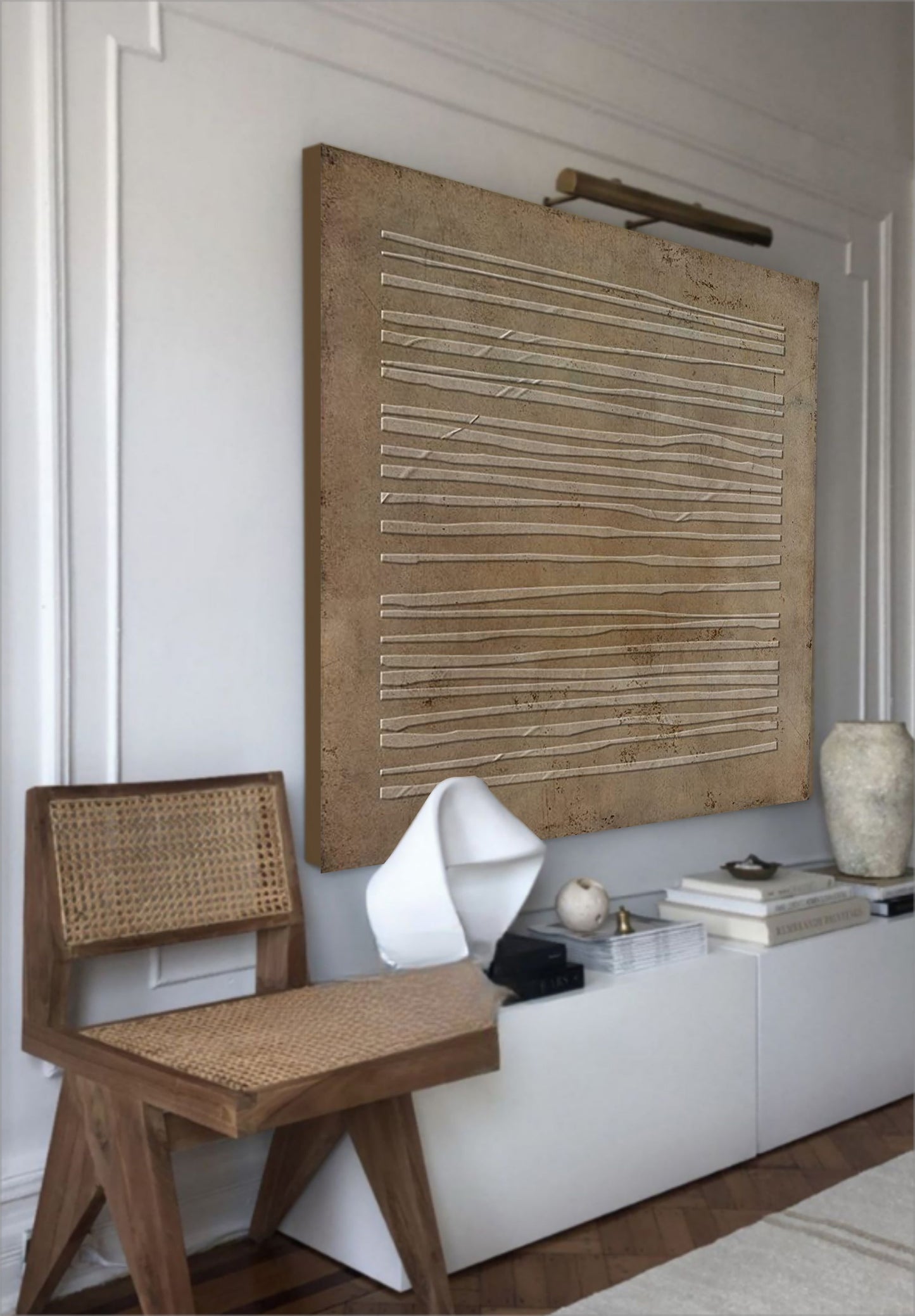 Minimalist Wabi-Sabi Abstract Oil Painting for Modern Home Decor