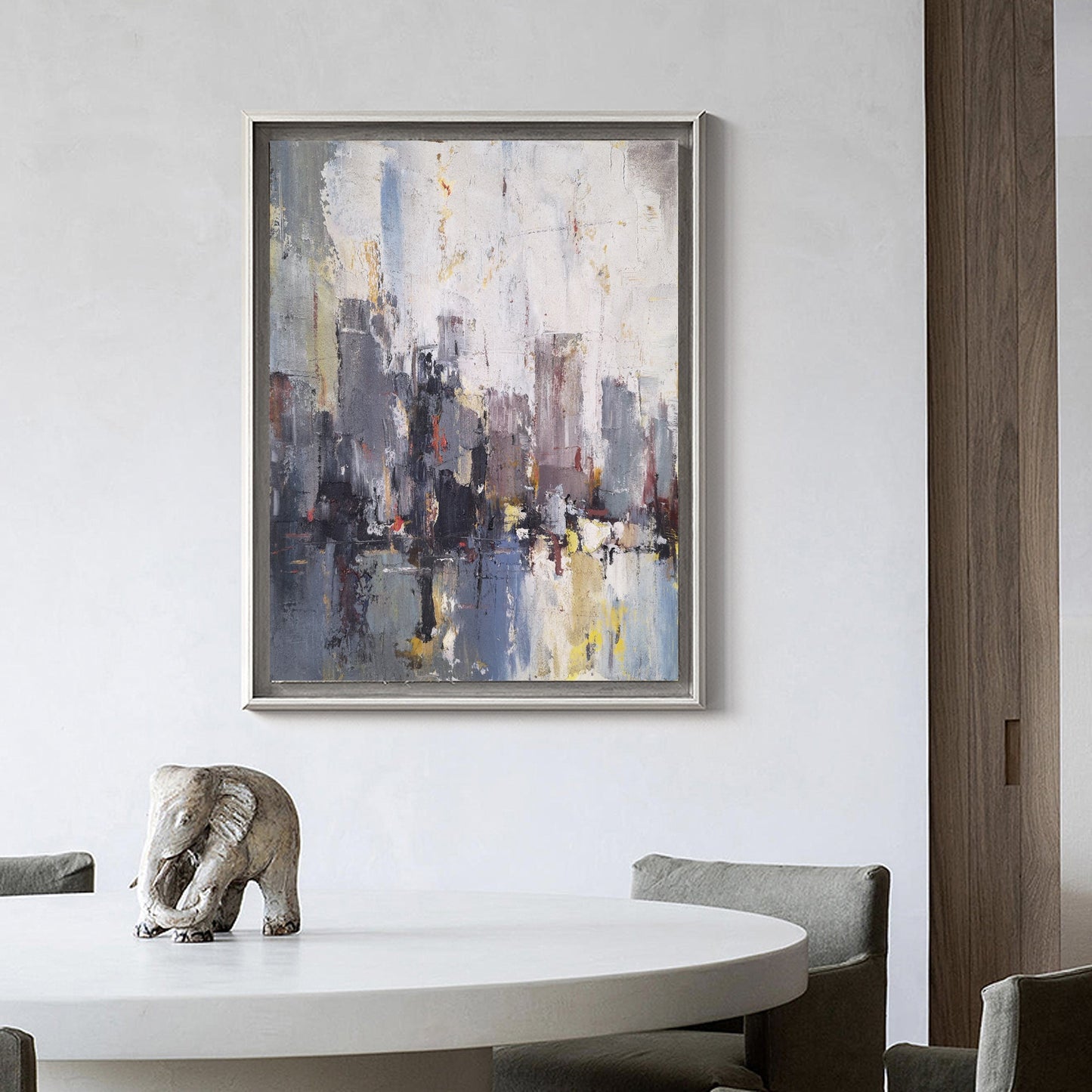 Contemporary Urban Abstract Oil Painting for Modern Home Decor