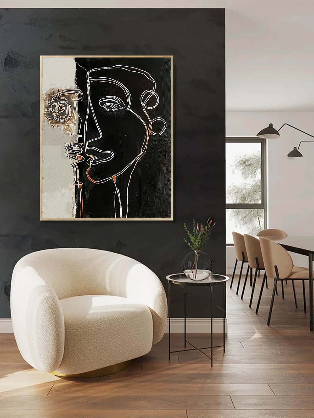 Modern Minimalist Black and White Line Art for Contemporary Decor