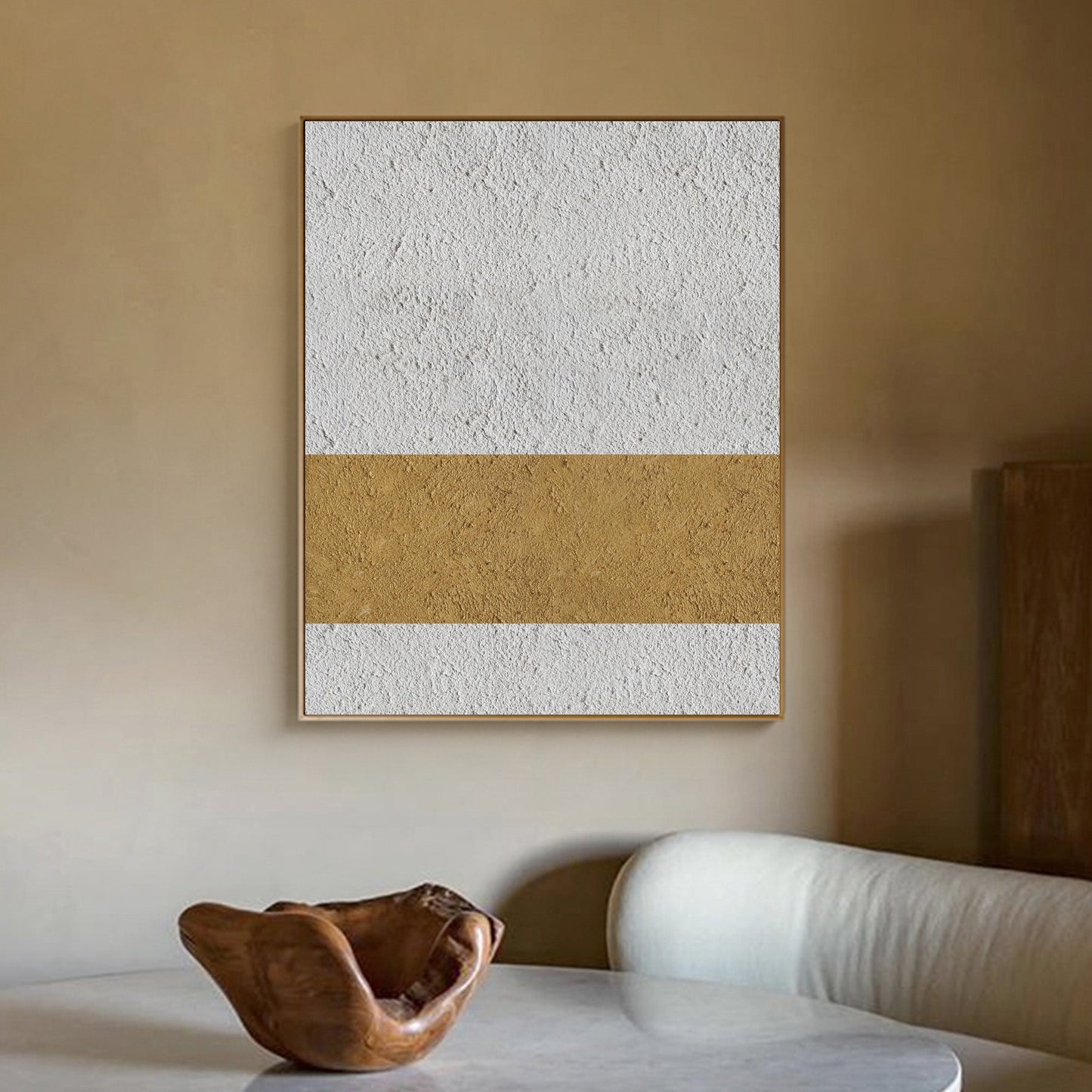 Elegant Modern Minimalist Oil Painting in Neutral Tones for Home Decor