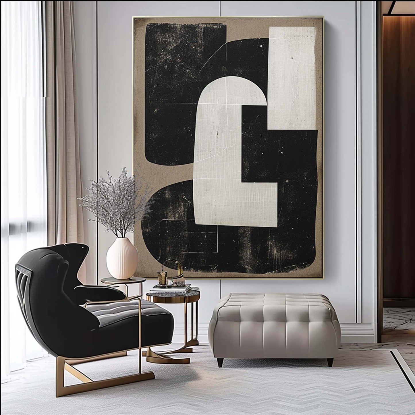 Contemporary Minimalist Abstract Oil Painting for Modern Home Decor