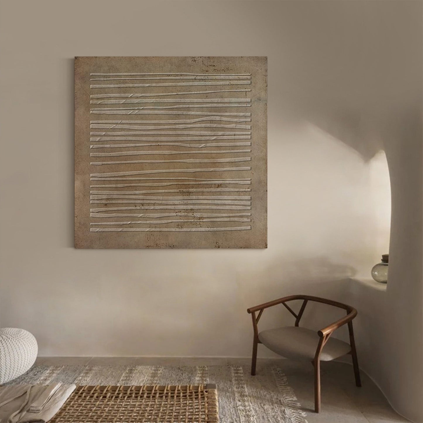 Minimalist Wabi-Sabi Abstract Oil Painting for Modern Home Decor