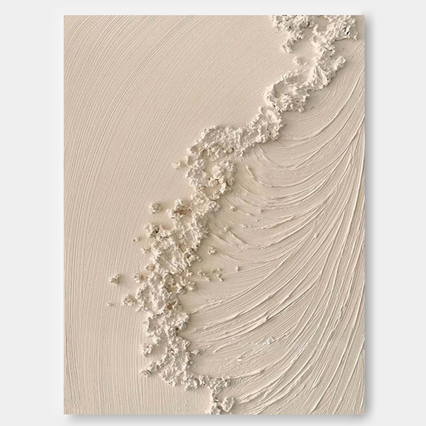 Tranquil Beach Wave Abstract Oil Painting for Coastal Home Decor