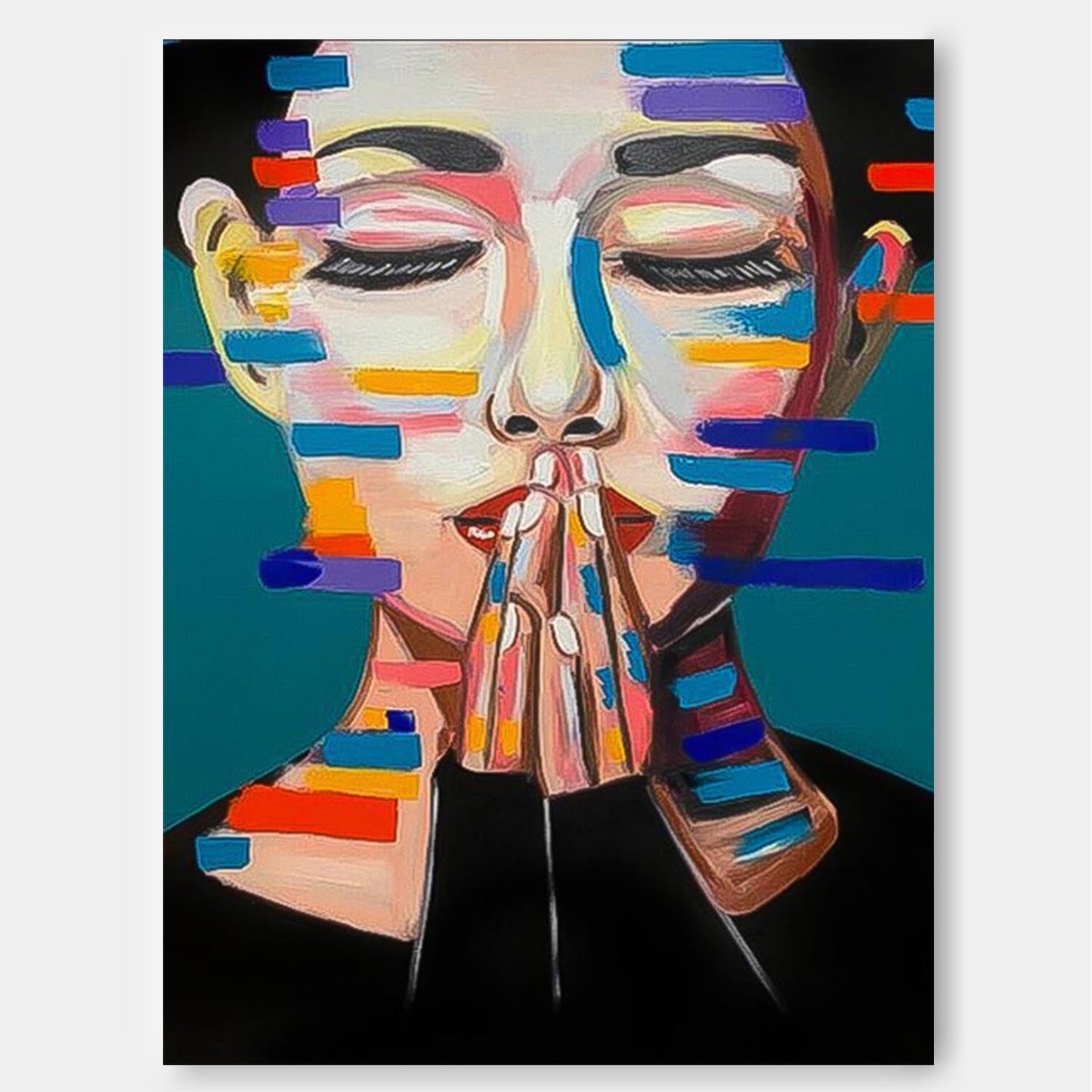 Contemporary Abstract Portrait Oil Painting for Modern Home Decor