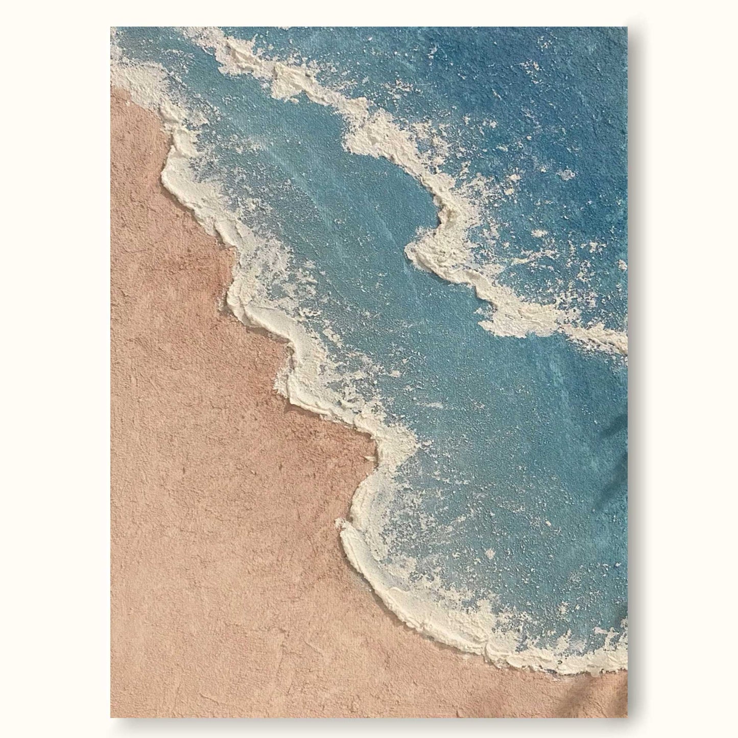 Serene Minimalist Ocean Landscape Oil Painting for Tranquil Home Decor