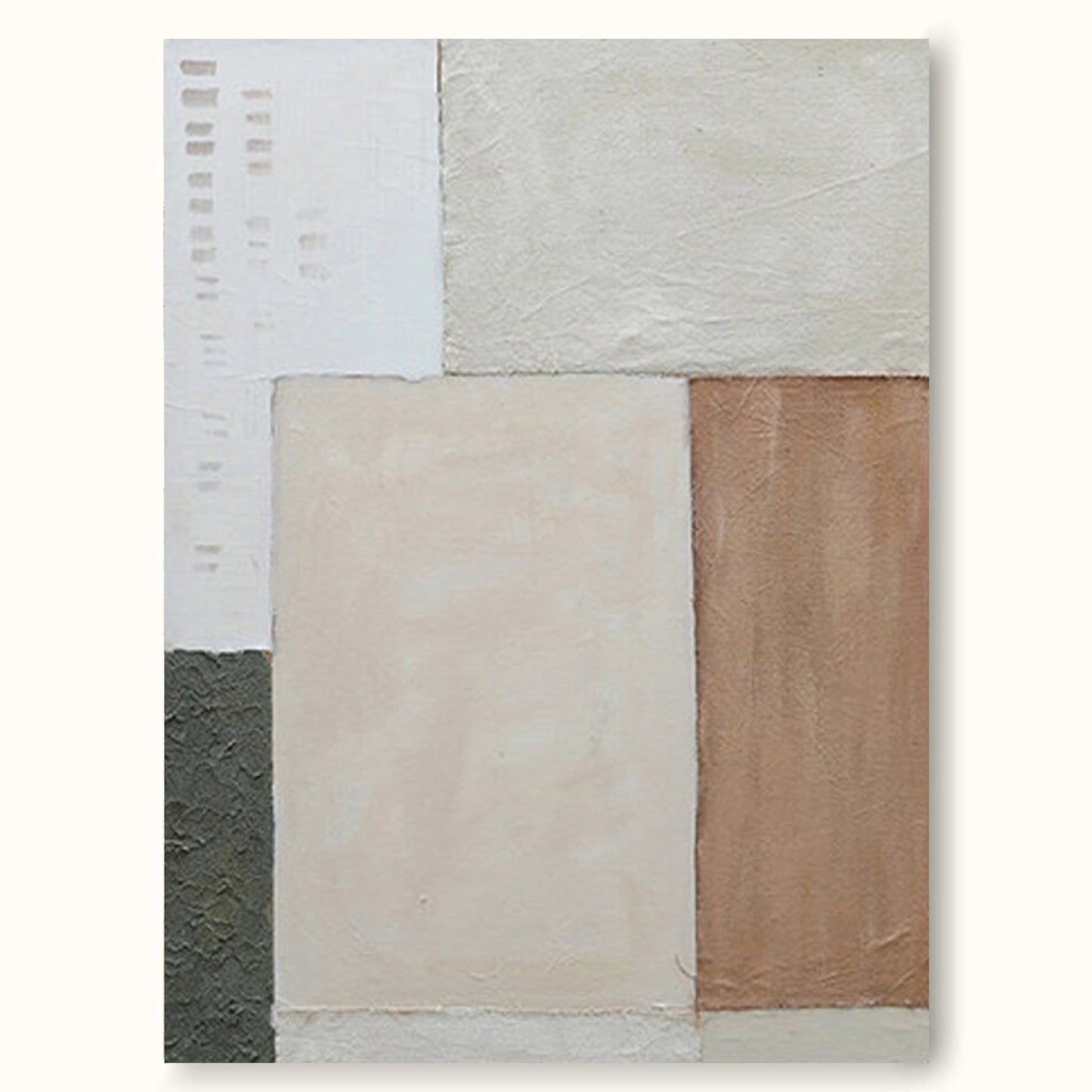 Modern Minimalist Oil Painting with Geometric Shapes and Neutral Tones for Home Decor