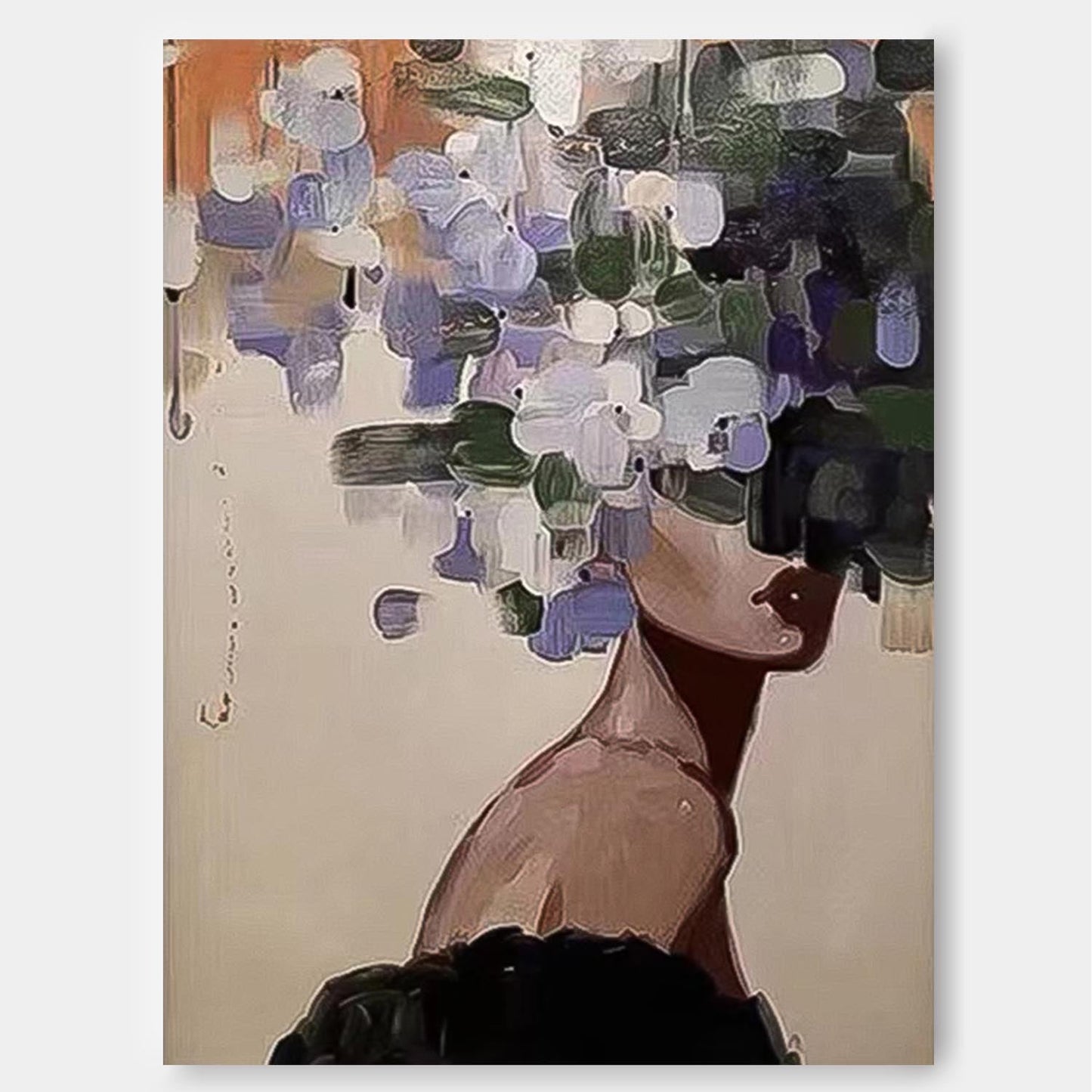 Abstract Floral Woman Oil Painting - Modern Art Canvas for Home Décor