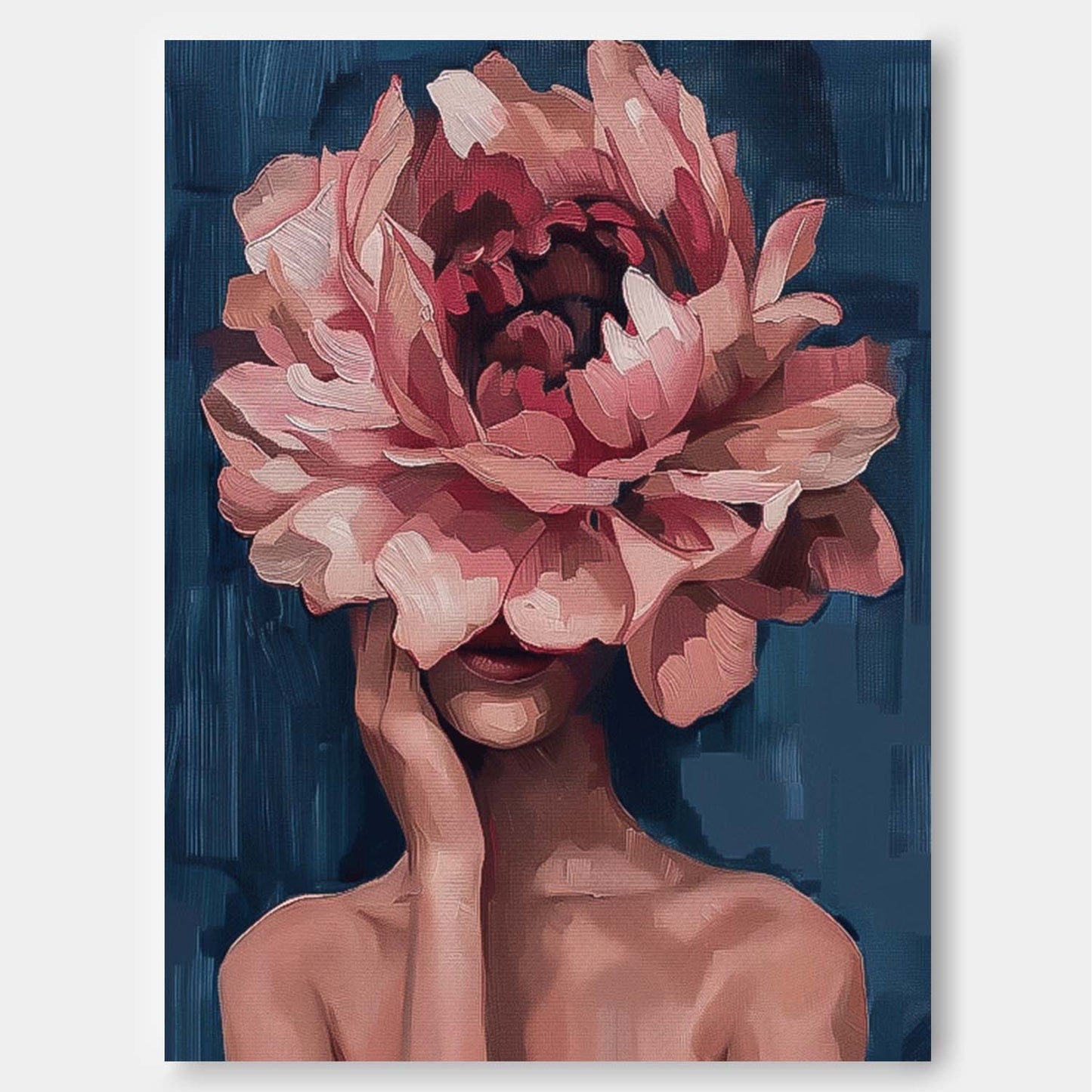 Floral Fantasy: Elegant Oil Painting of Woman with Flower Face