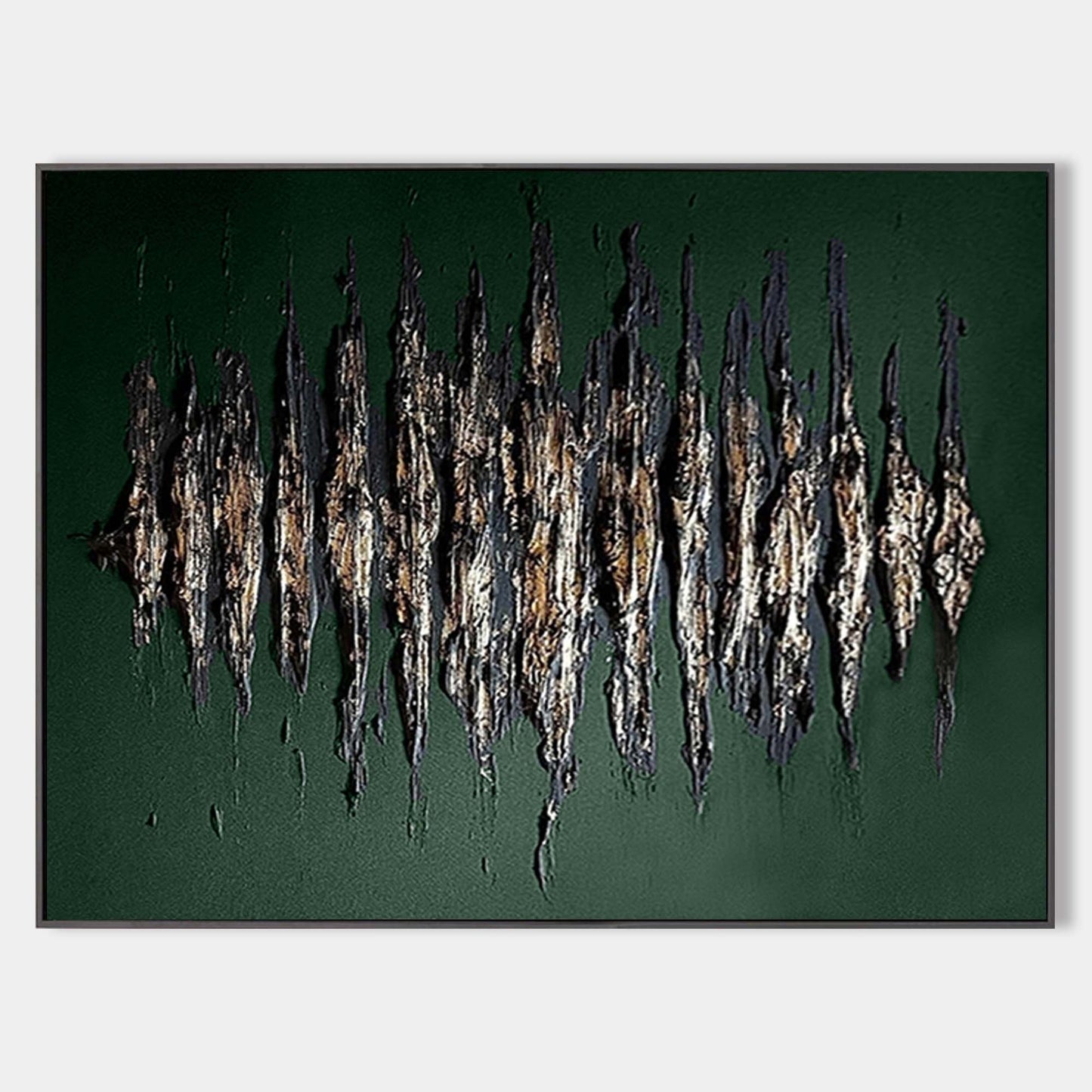 Abstract Green and Gold Oil Painting for Modern Home Décor