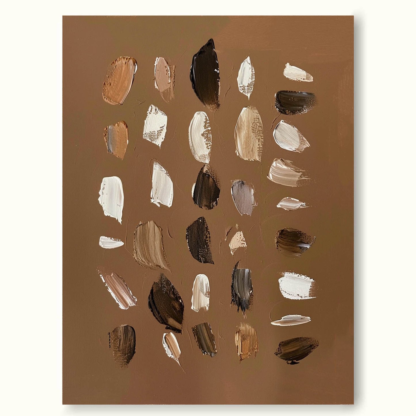 Contemporary Vintage Abstract Oil Painting in Warm Earth Tones