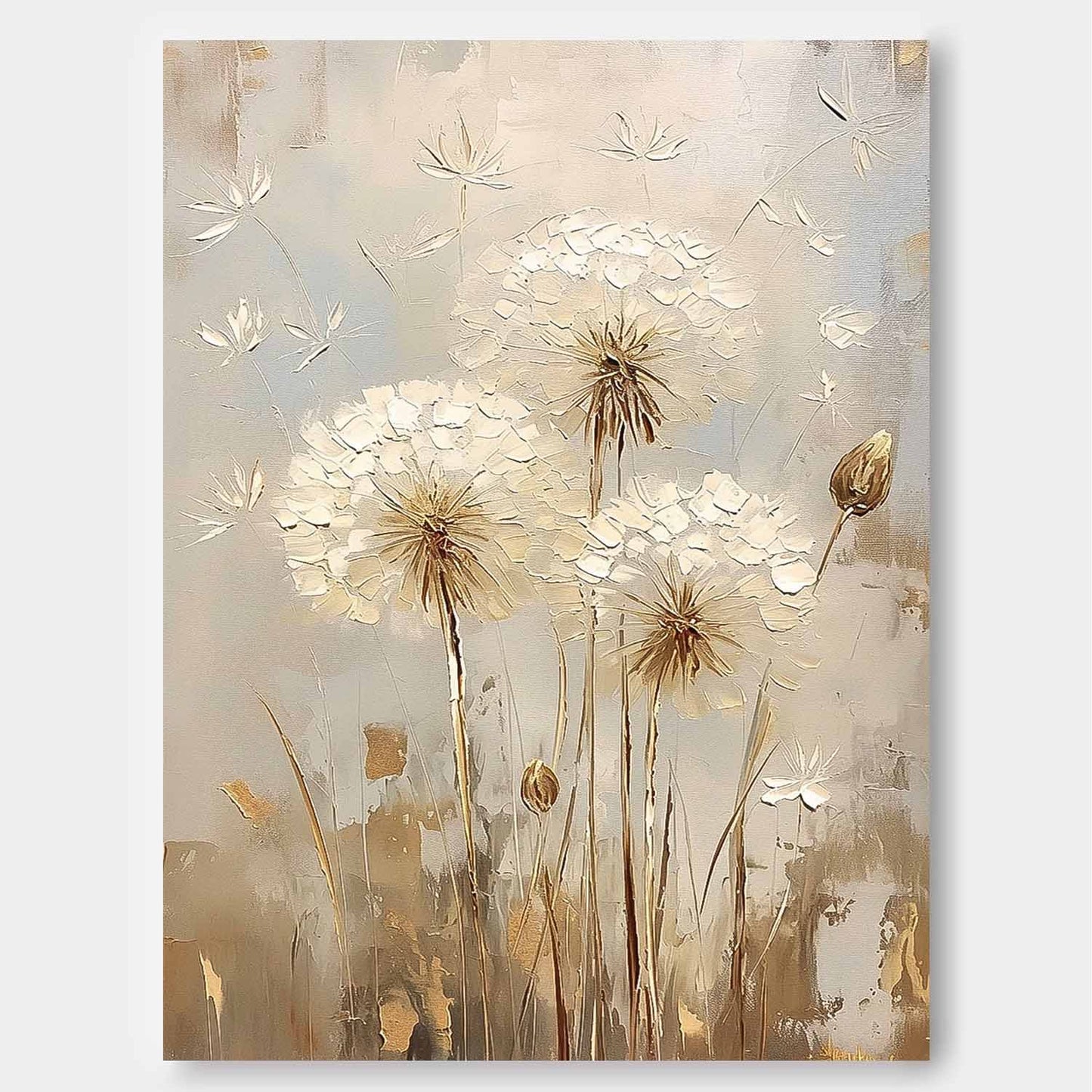 Elegant White Flower Oil Painting for Modern Home Decor