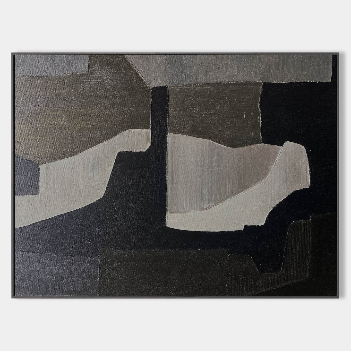 Chic Black and Grey Abstract Oil Painting for Modern Art Decor