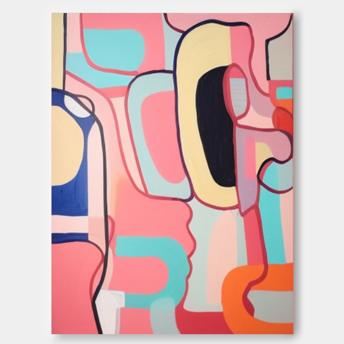 Colorful Abstract Face Oil Painting for Modern Home Decor
