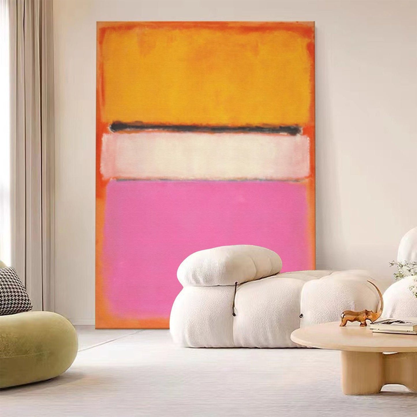 Vibrant Minimalist Oil Painting in Bold Colors for Modern Home Decor