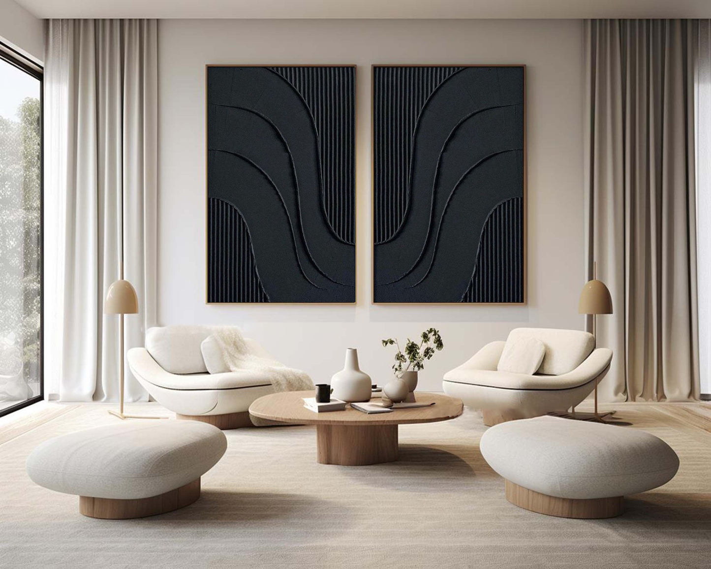 Black Abstract Minimalist Canvas Art for Modern Home Decor