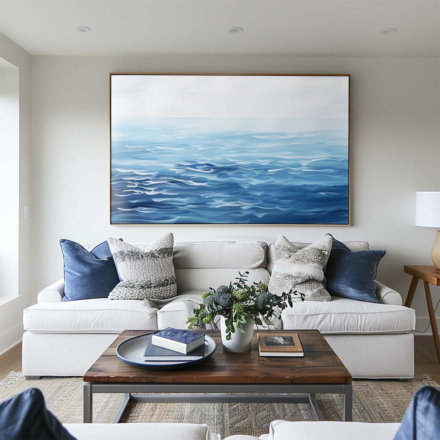 Serene Ocean Waves Oil Painting for Tranquil Beachside Decor