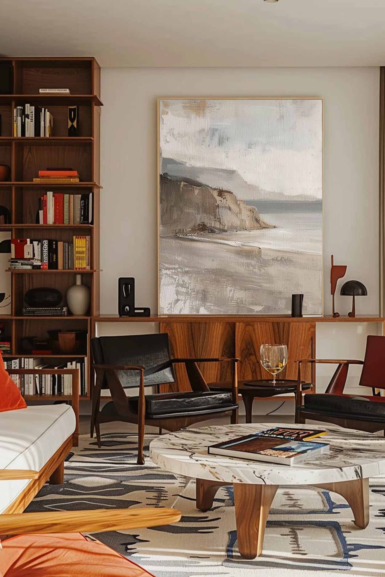 Serene Coastal Landscape Oil Painting for Elegant Home Decor
