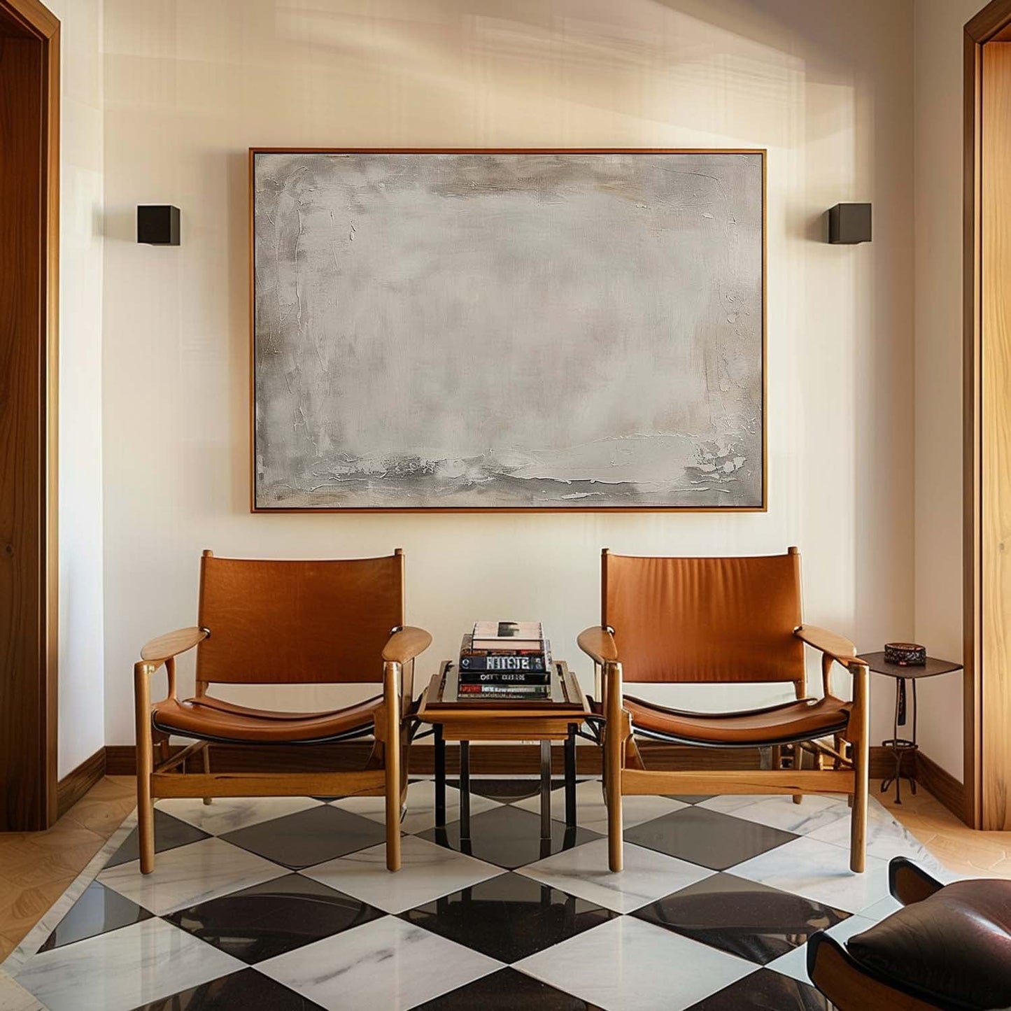 Contemporary Vintage Abstract Oil Painting for Elegant Home Decor