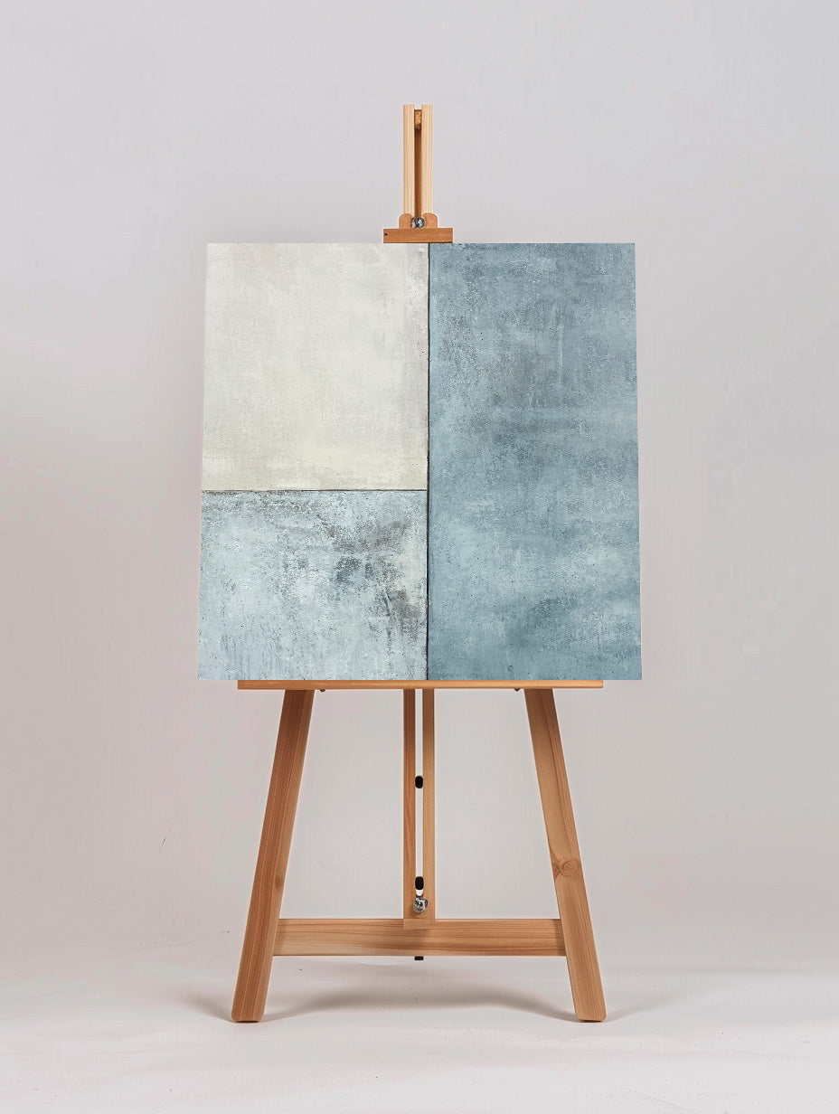 Contemporary Blue and White Abstract Oil Painting for Modern Home Decor