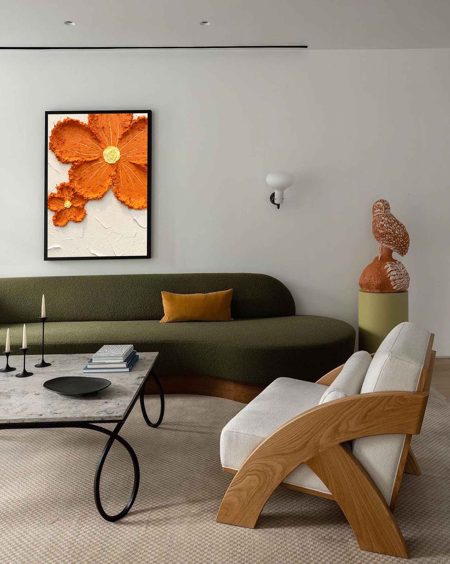Vibrant Orange Flower Oil Painting for Home Decor and Art Lovers