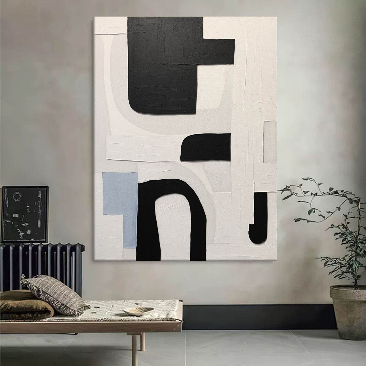 Bold Black and White Abstract Canvas Art for Modern Home Decor