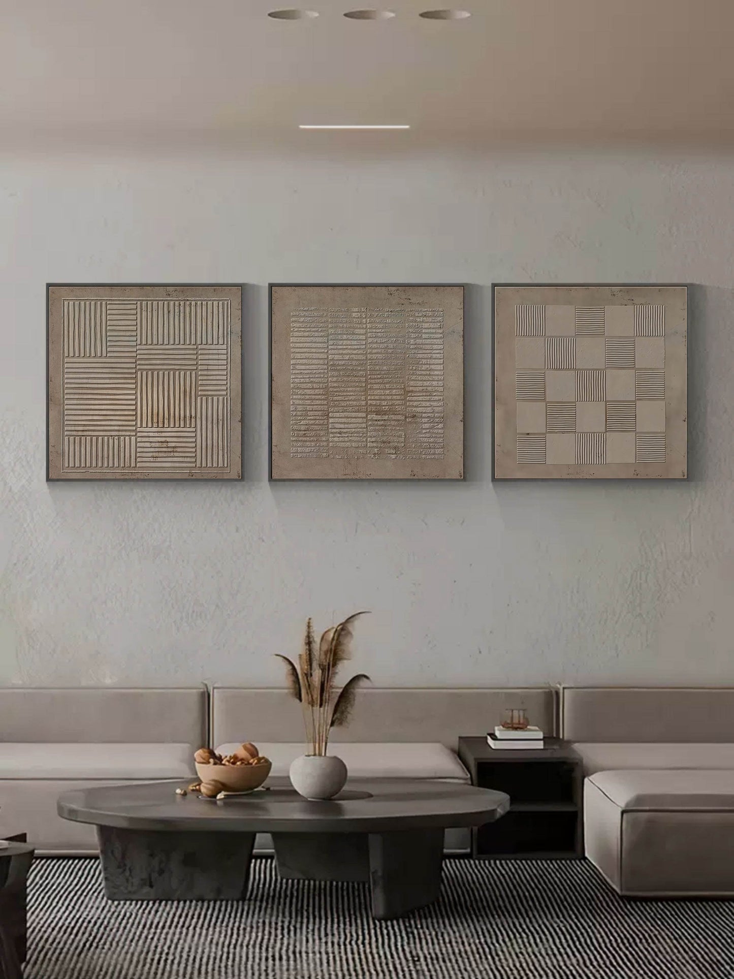 Contemporary Abstract Oil Painting Trio for Modern Home Decor