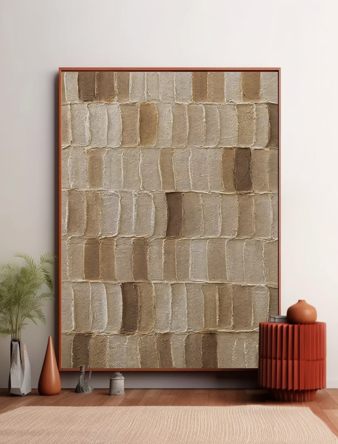 Sophisticated Neutral Palette Textured Oil Painting for Modern Home Decor