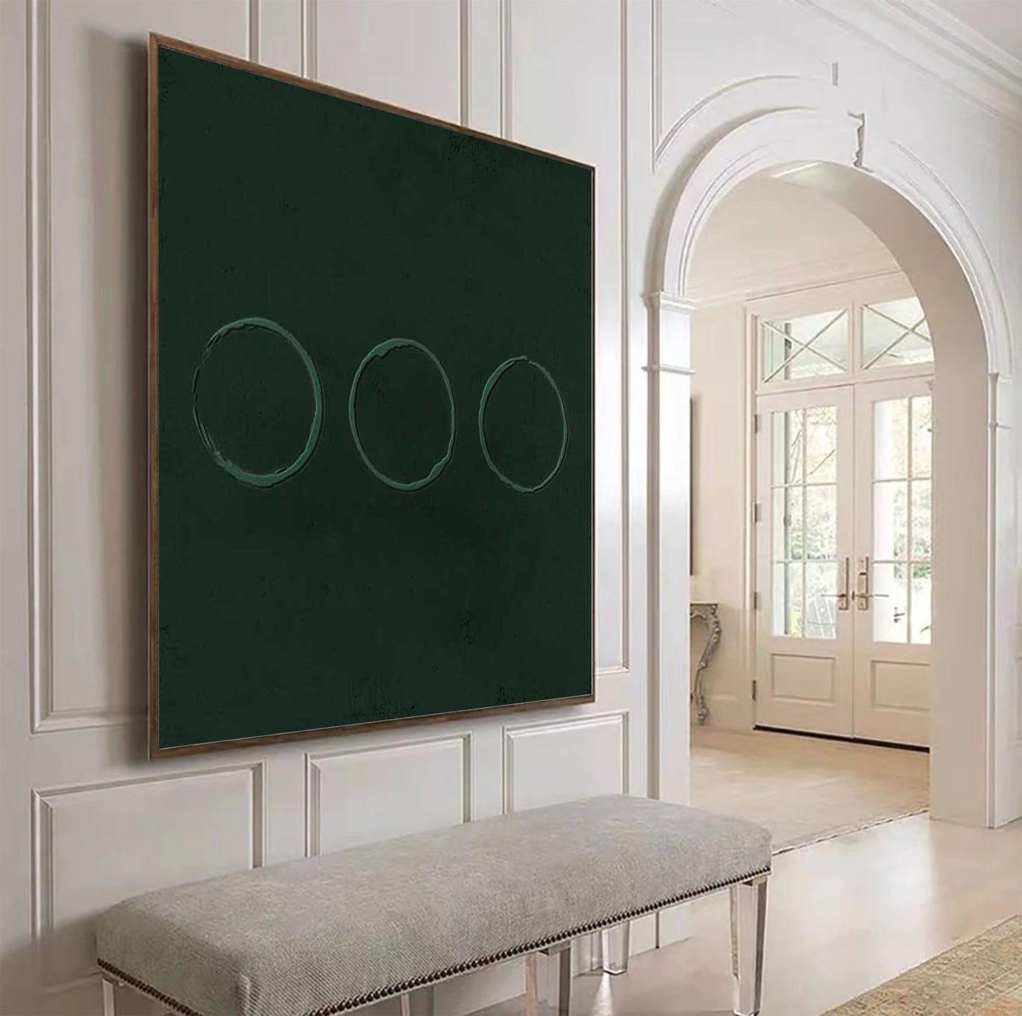 Minimalist Green Abstract Oil Painting for Modern Home Decor