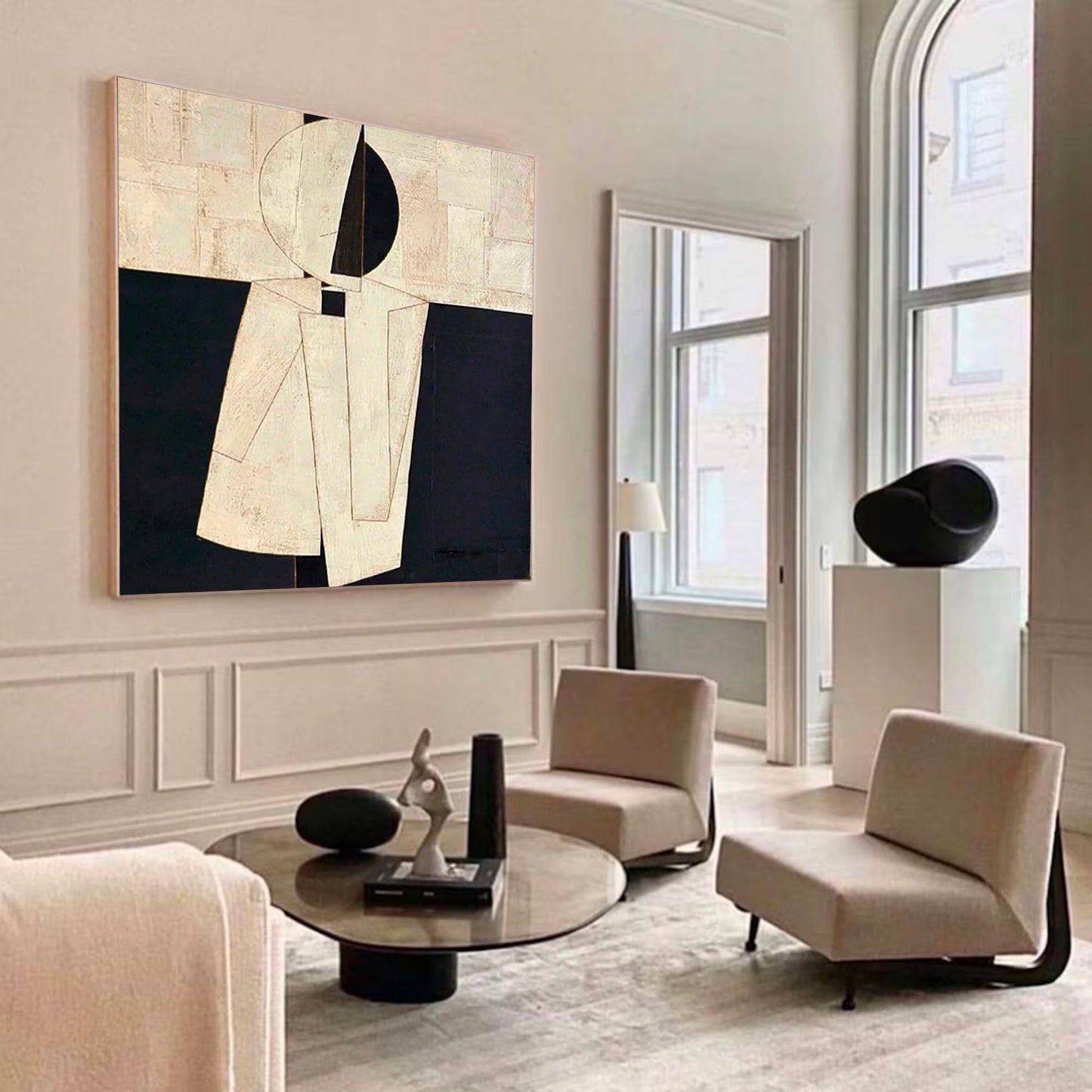 Contemporary Minimalist Abstract Oil Painting for Modern Home Decor