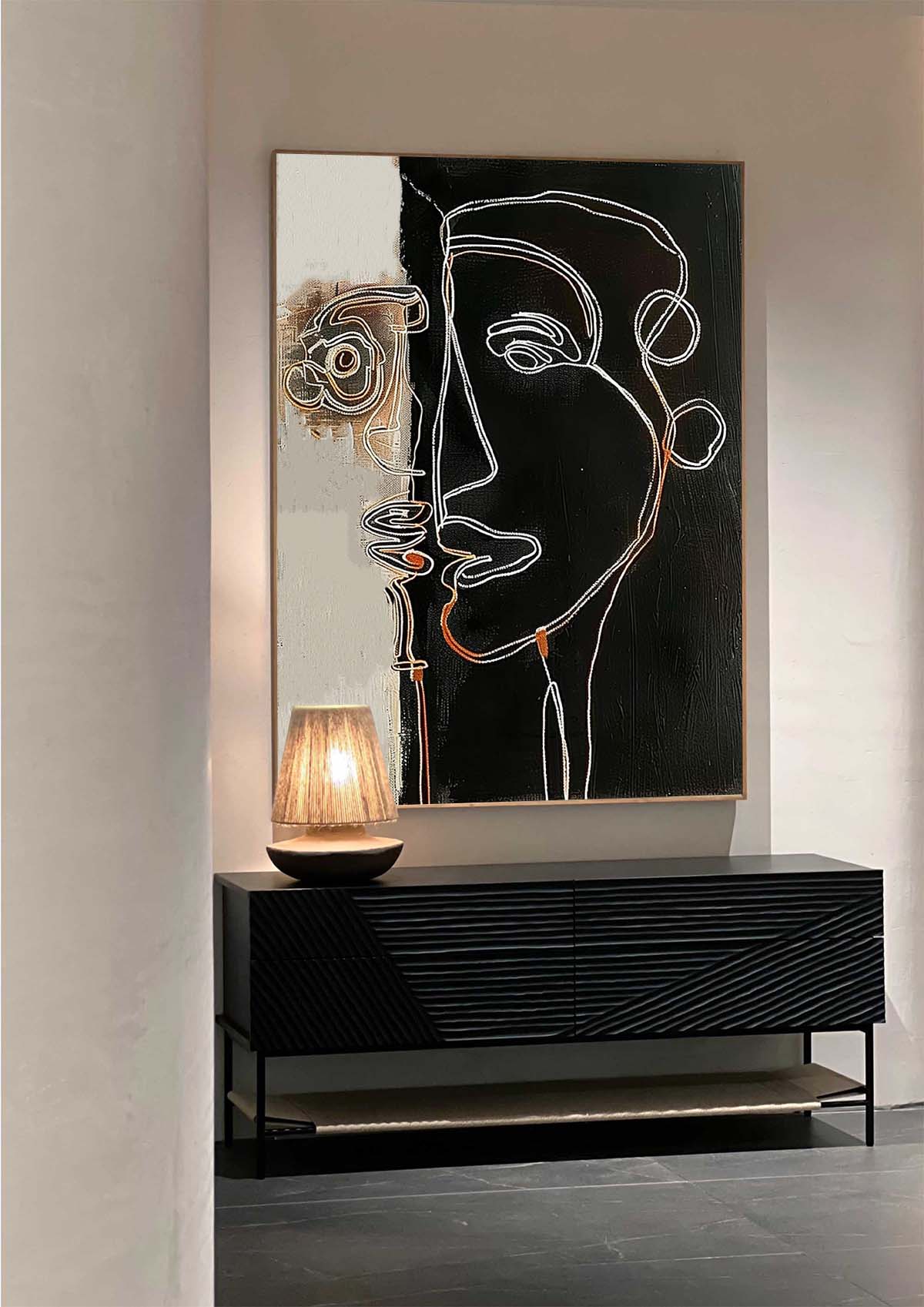 Modern Minimalist Black and White Line Art for Contemporary Decor