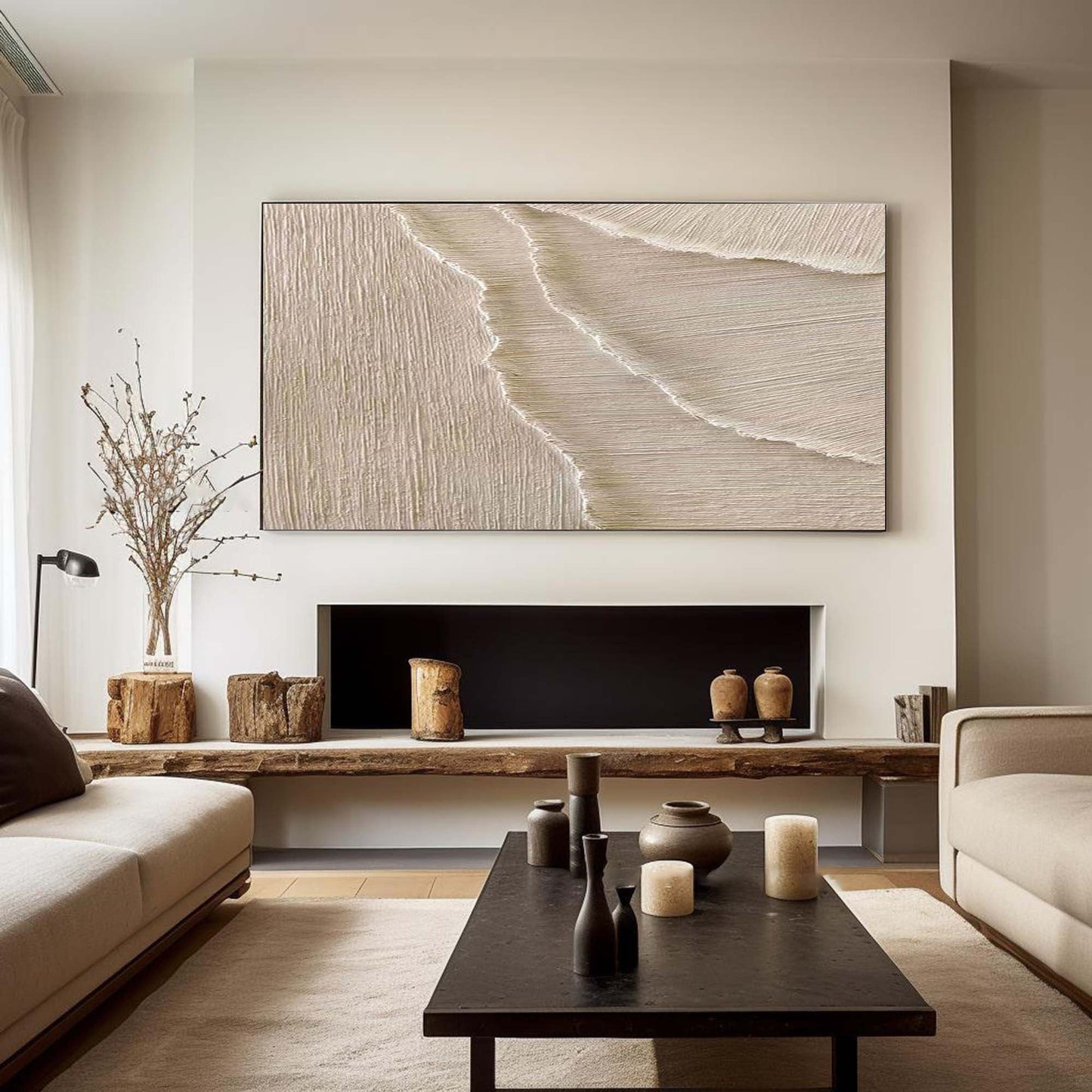 Serene Coastal Abstract Oil Painting for Elegant Home Decor