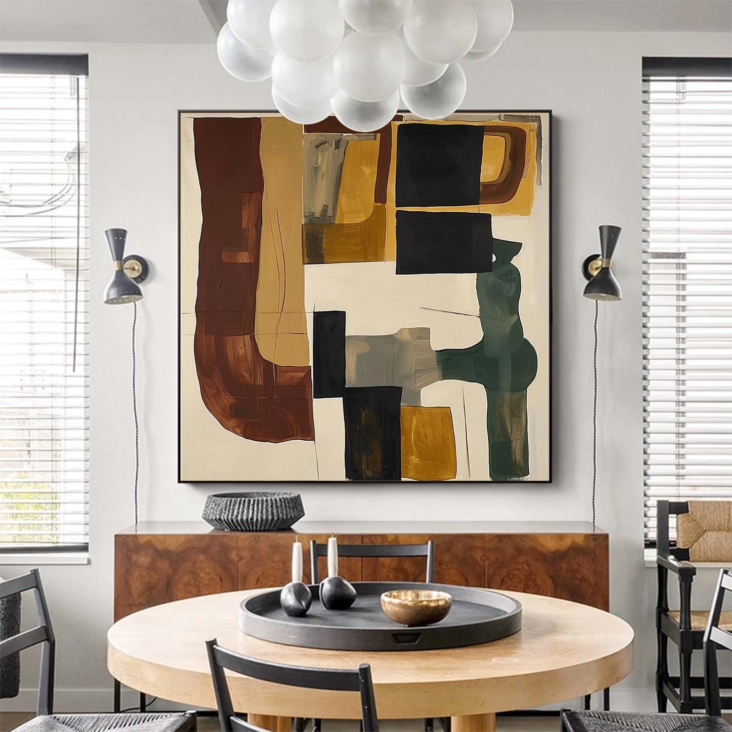 Contemporary Vintage Abstract Oil Painting for Modern Home Decor