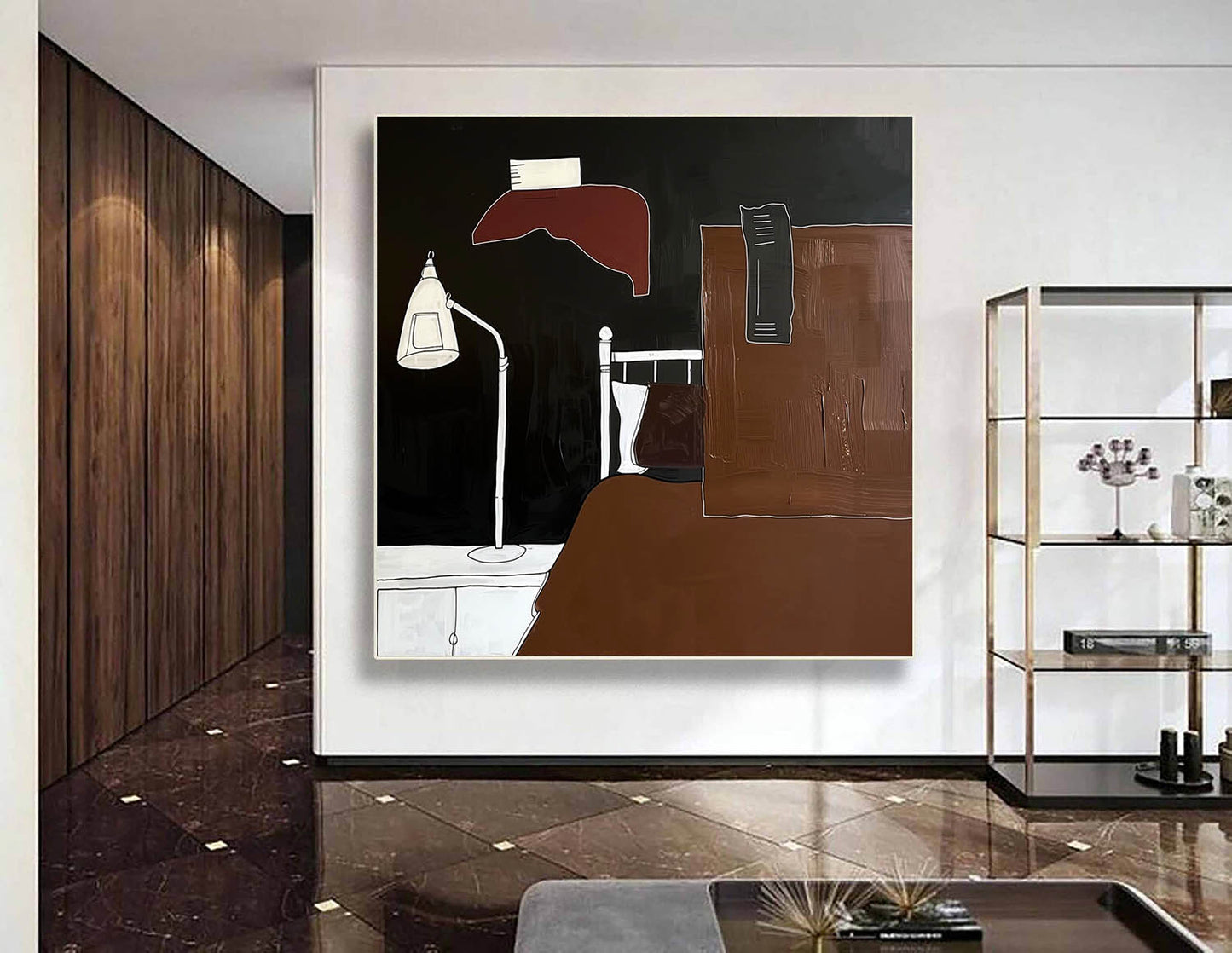 Contemporary Vintage Abstract Oil Painting for Modern Home Decor