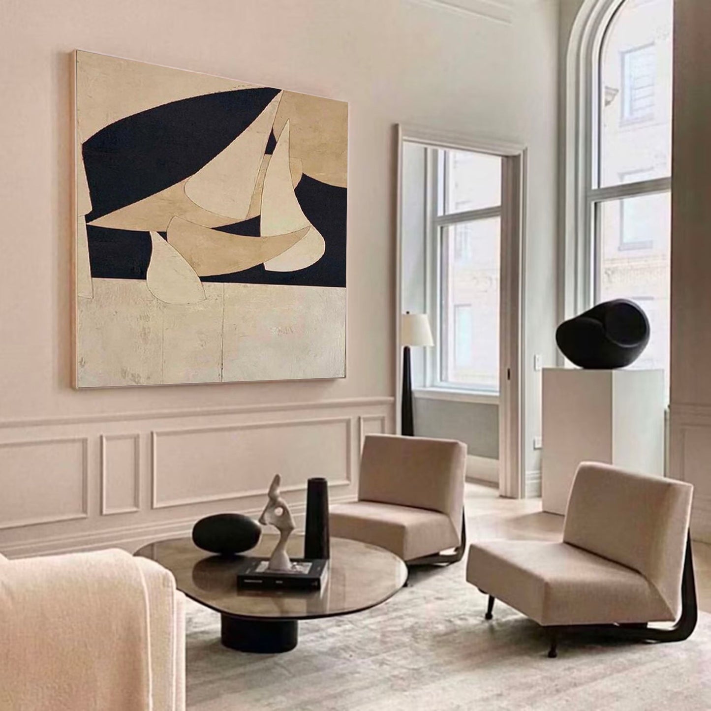 Elegant Minimalist Abstract Oil Painting for Modern Home Decor