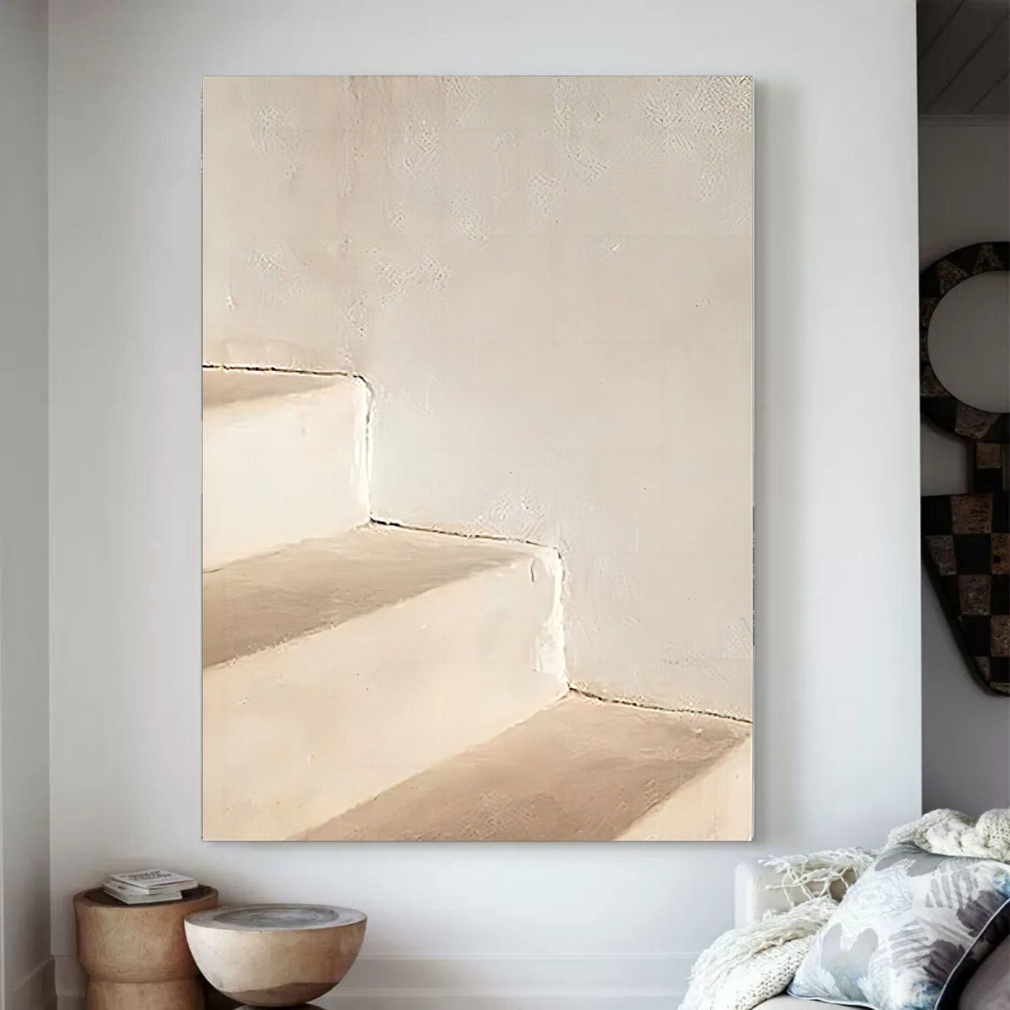 Minimalist Oil Painting of Serene Steps for Elegant Home Decor