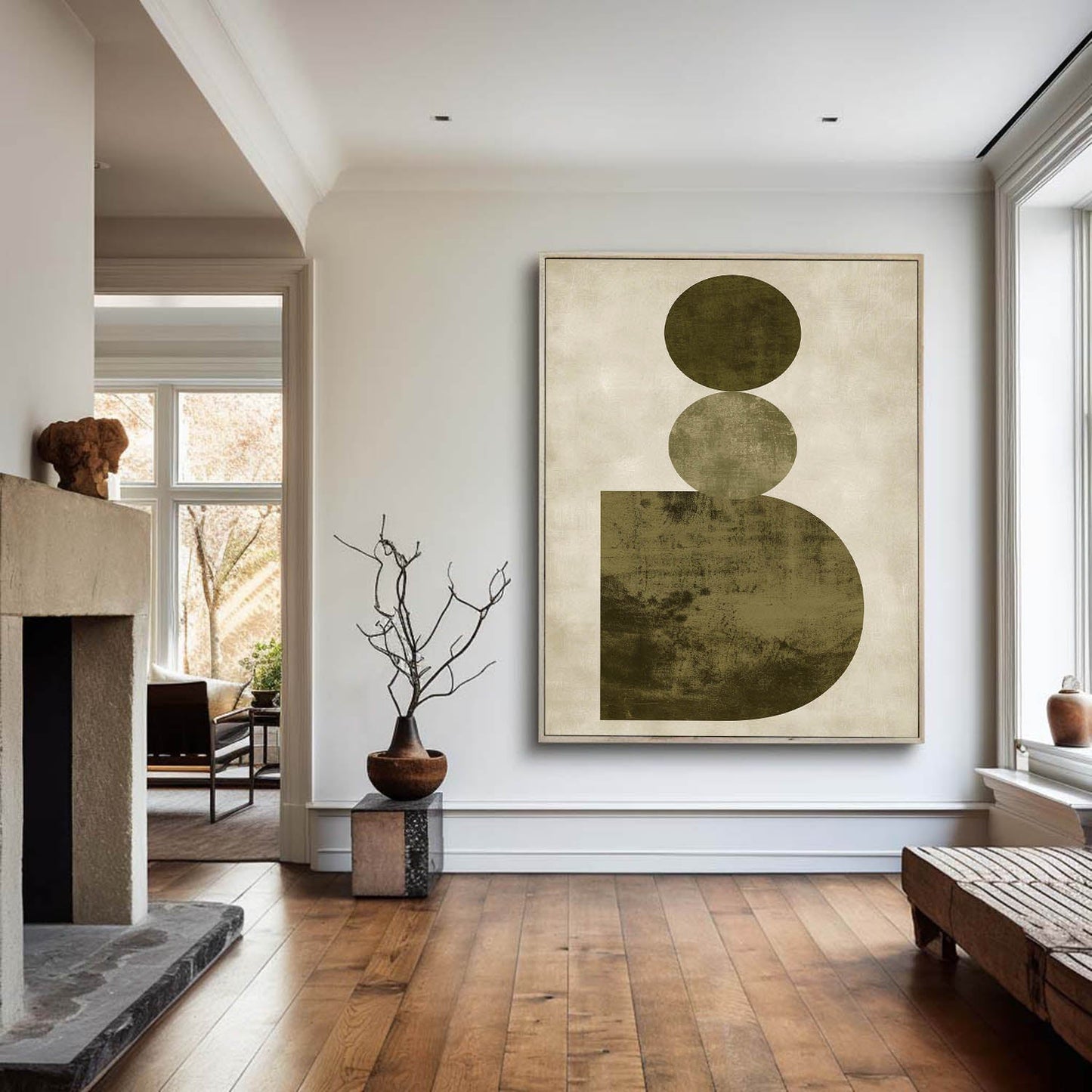 Contemporary Geometric Oil Painting for Modern Home Decor