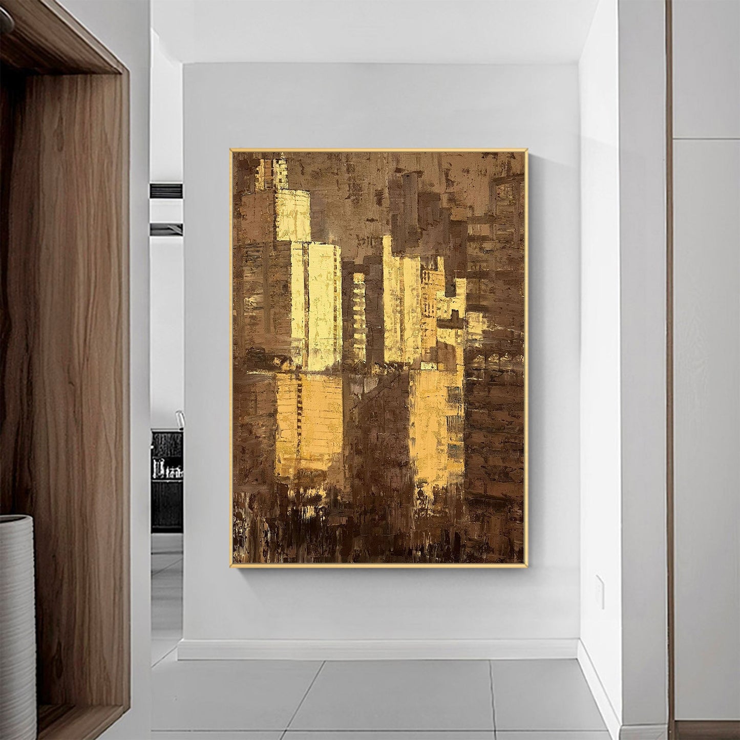 Contemporary Urban Abstract Oil Painting for Modern Home Decor
