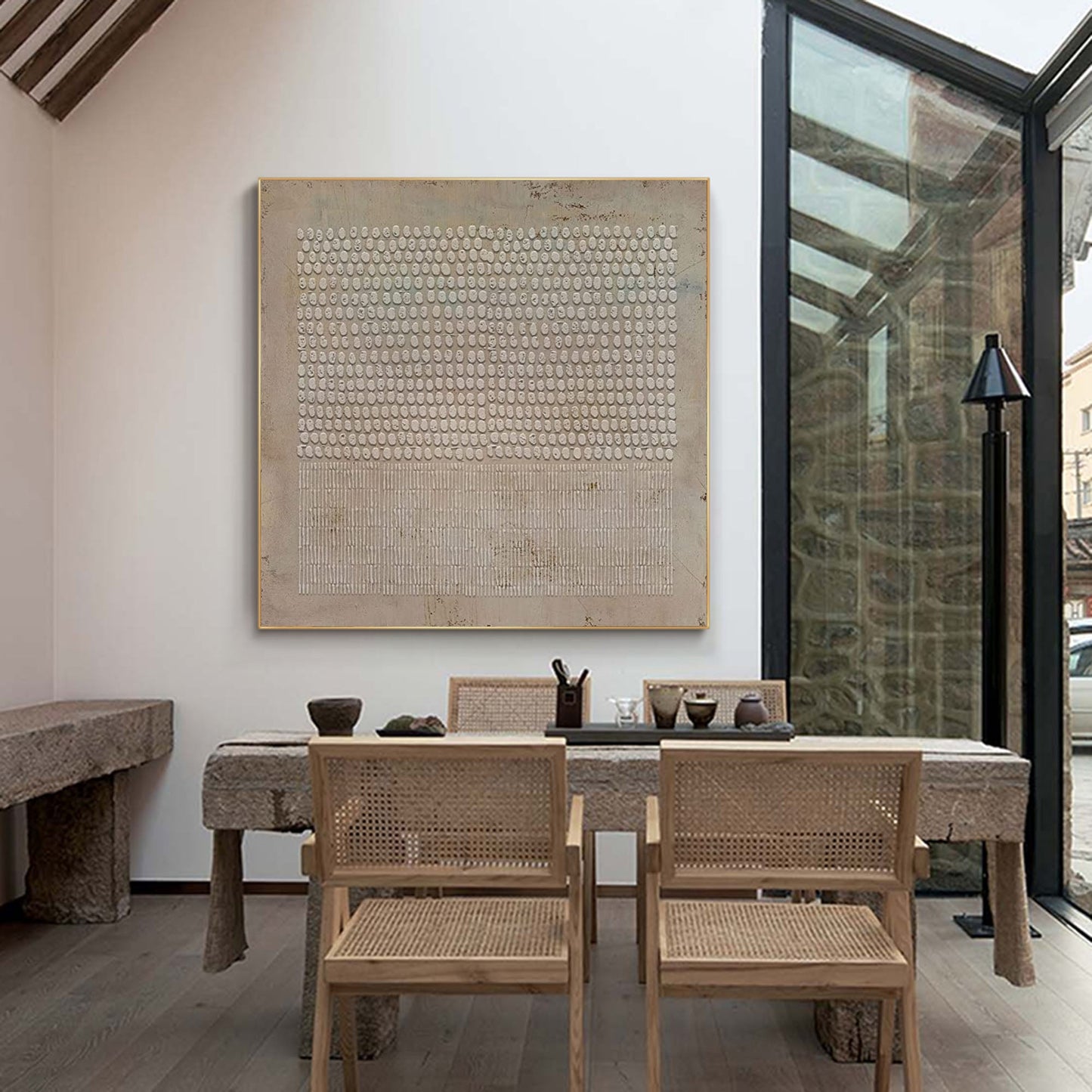 Minimalist Wabi-Sabi Abstract Oil Painting for Modern Wall Decor